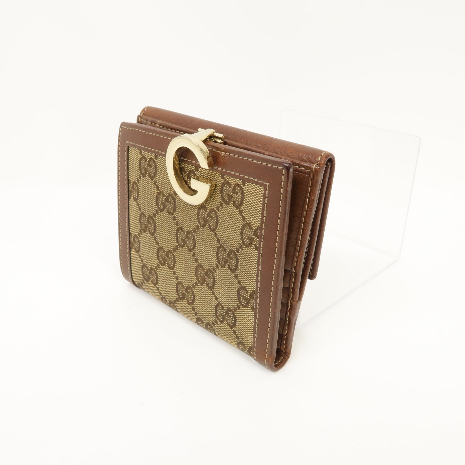 GUCCI 【清倉大減價】帆布Wallet金扣錢包啡色