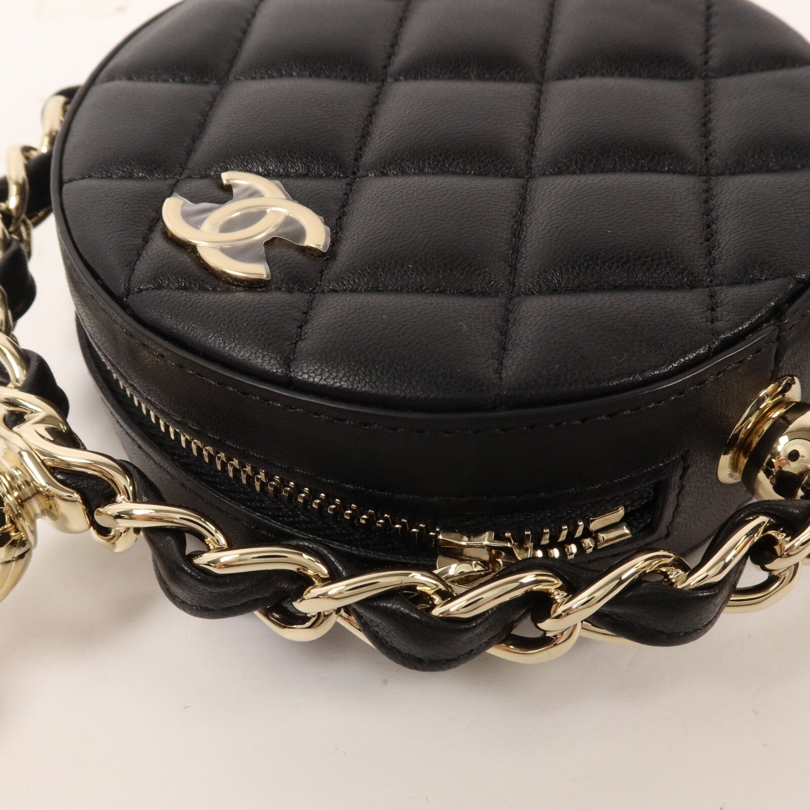 CHANEL 羊皮皮革Round Clutch With Chain鏈帶手拿包