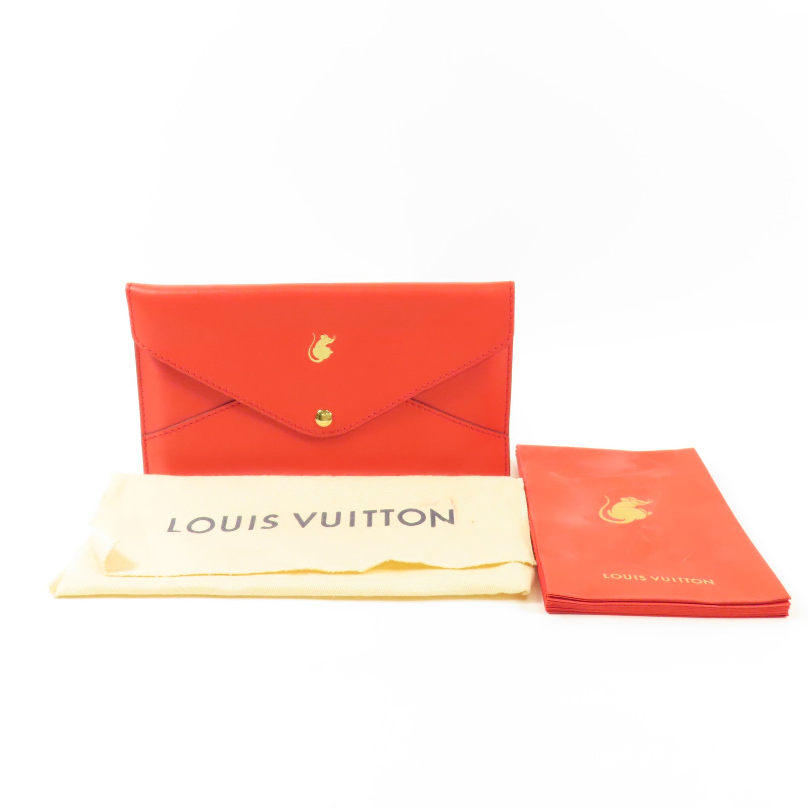LOUIS VUITTON 牛皮皮革Pouch金扣手拿包