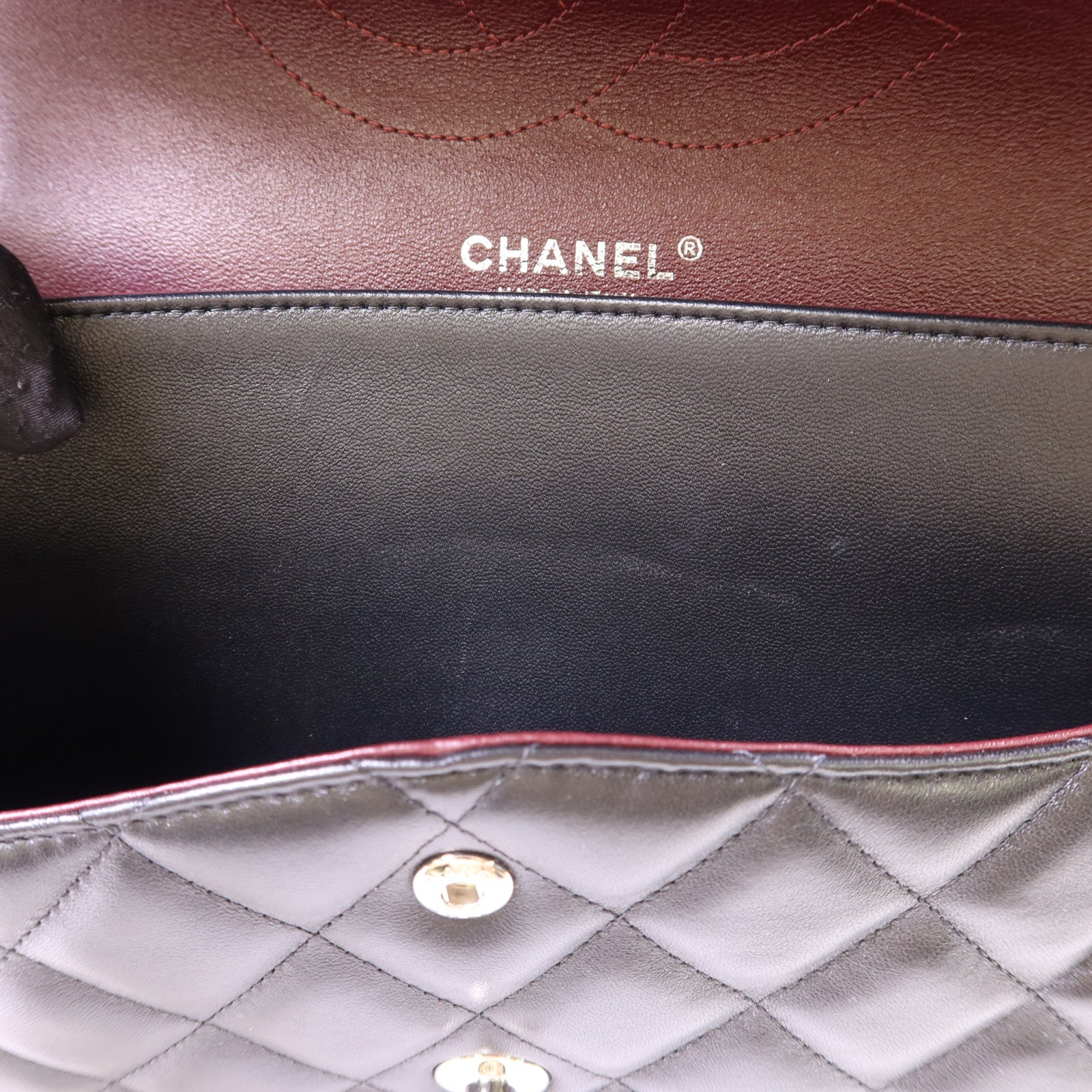 CHANEL 羊皮皮革Large Classic銀扣鏈帶手挽肩背兩用袋