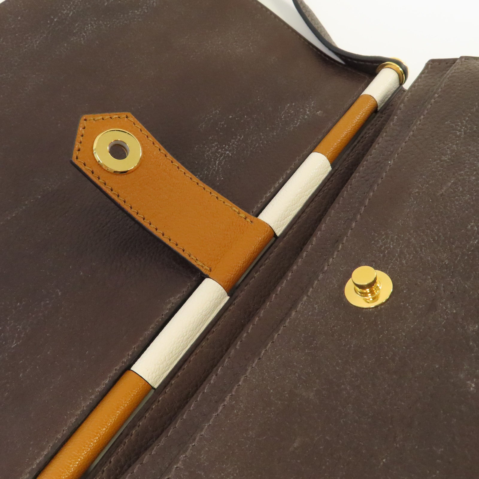 HERMES 【激減優惠】Clemence皮革Sac Saut 25 Shoulder Bag金扣肩背袋啡色