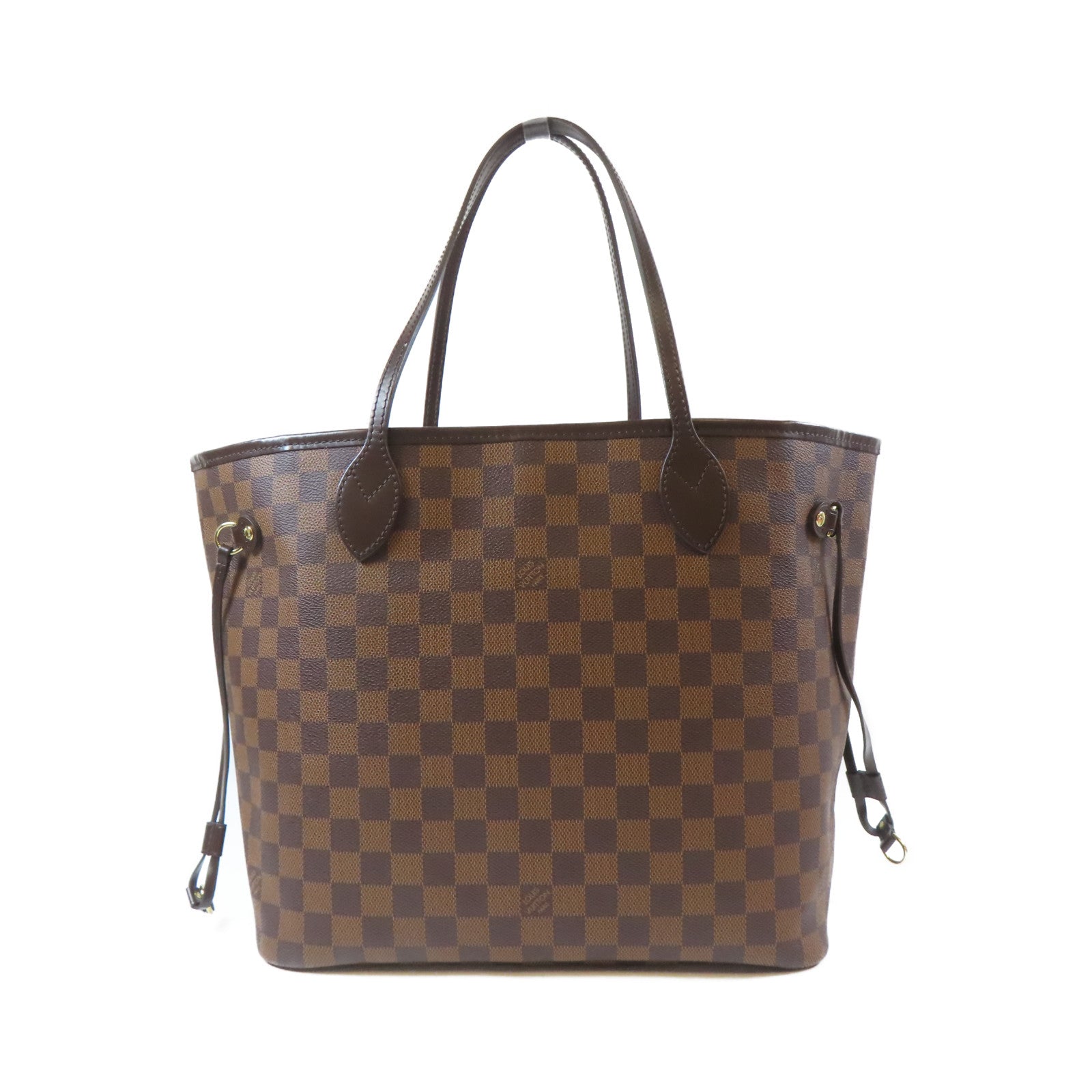 LOUIS VUITTON Damier Ebene Neverfull MM金扣手挽肩背兩用袋啡色