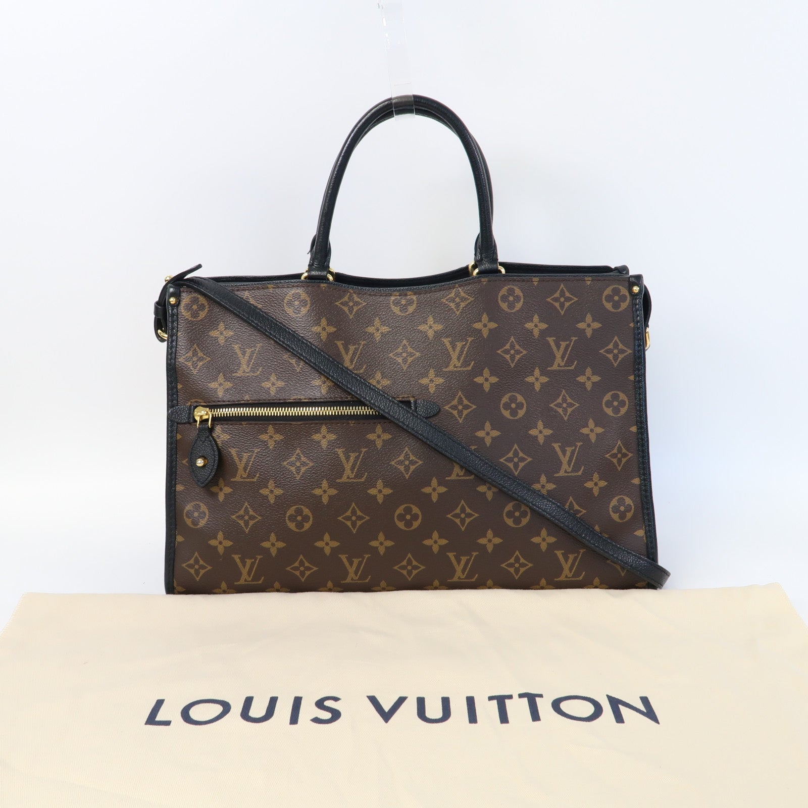 LOUIS VUITTON Monogram Popincourt MM金扣手挽肩背兩用袋啡色