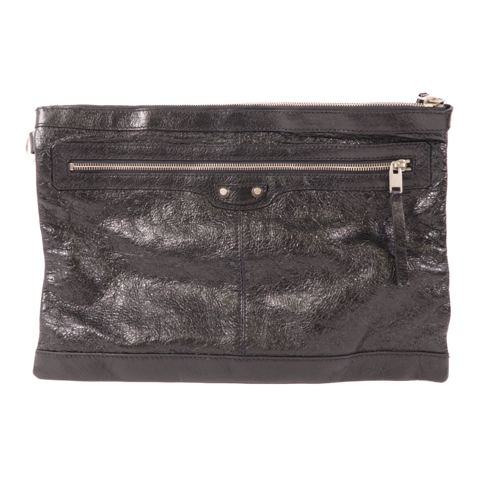 BALENCIAGA 牛皮皮革Clutch銀扣手拿包