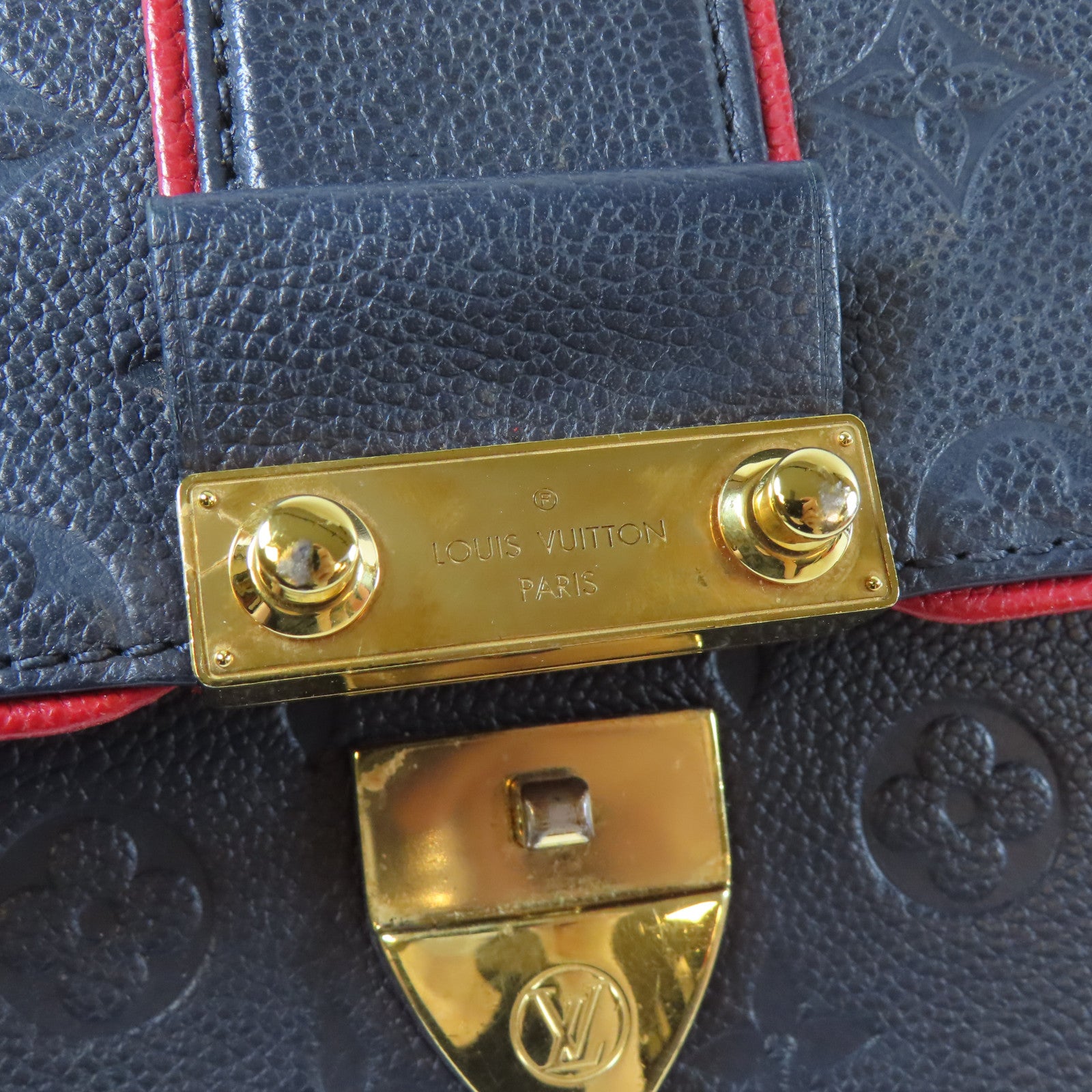 LOUIS VUITTON 【激減優惠】Monogram Empreinte Saint Sulpice PM金扣鏈帶肩背袋藍色