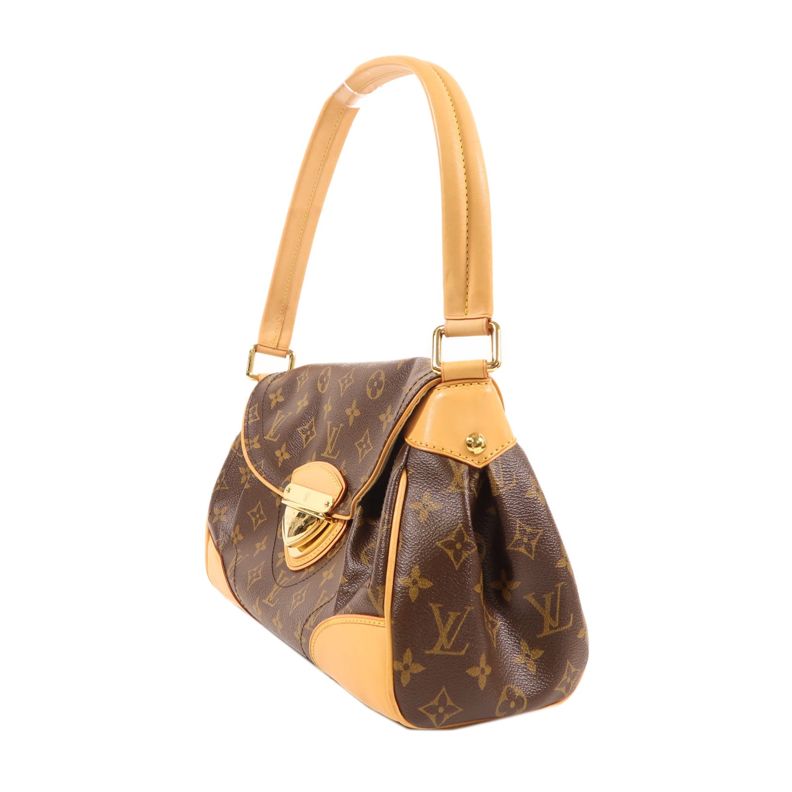LOUIS VUITTON Monogram Beverly MM金扣肩背袋棕色