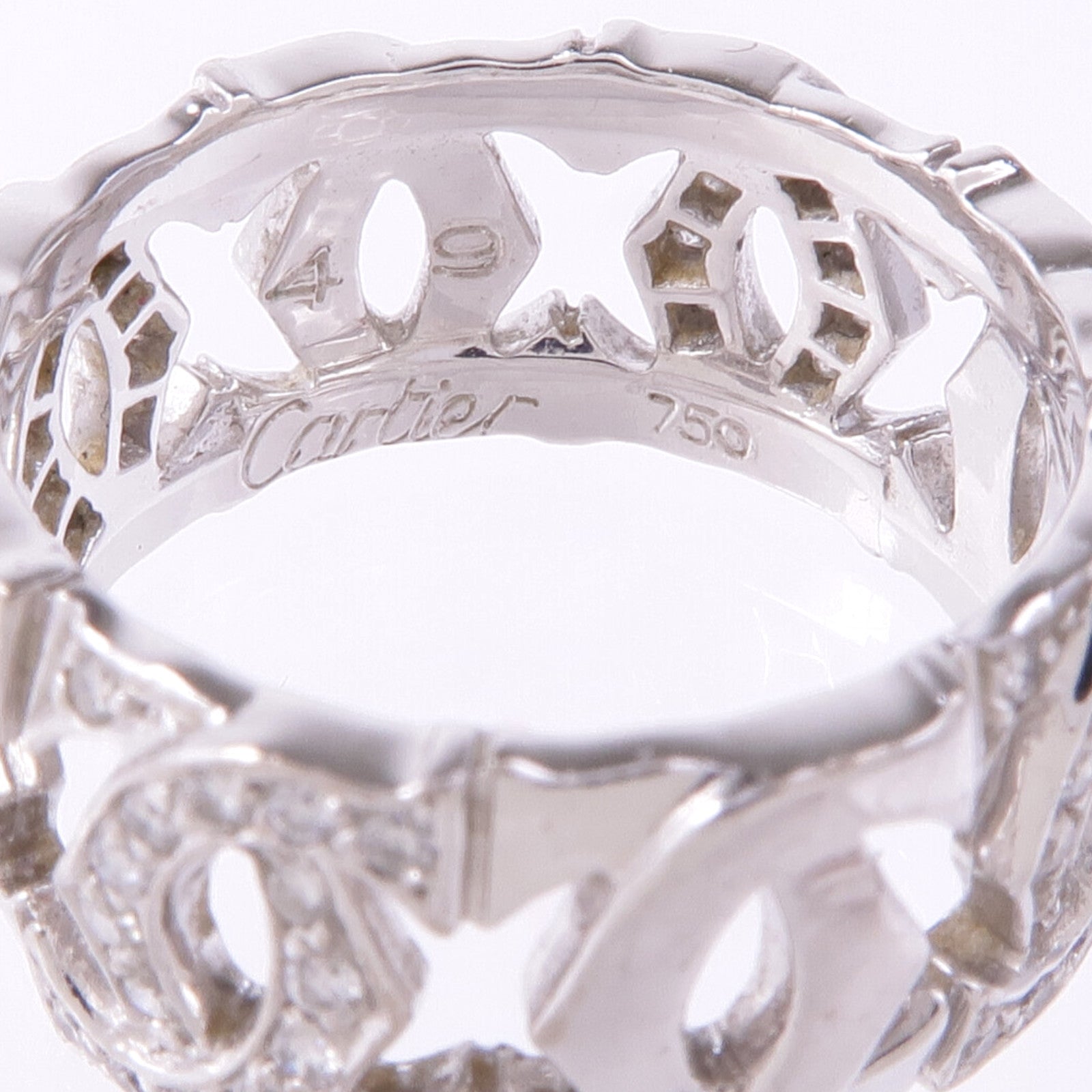 CARTIER 18K白金Double C De ring鑽石戒指Cartier#49/US#4.75