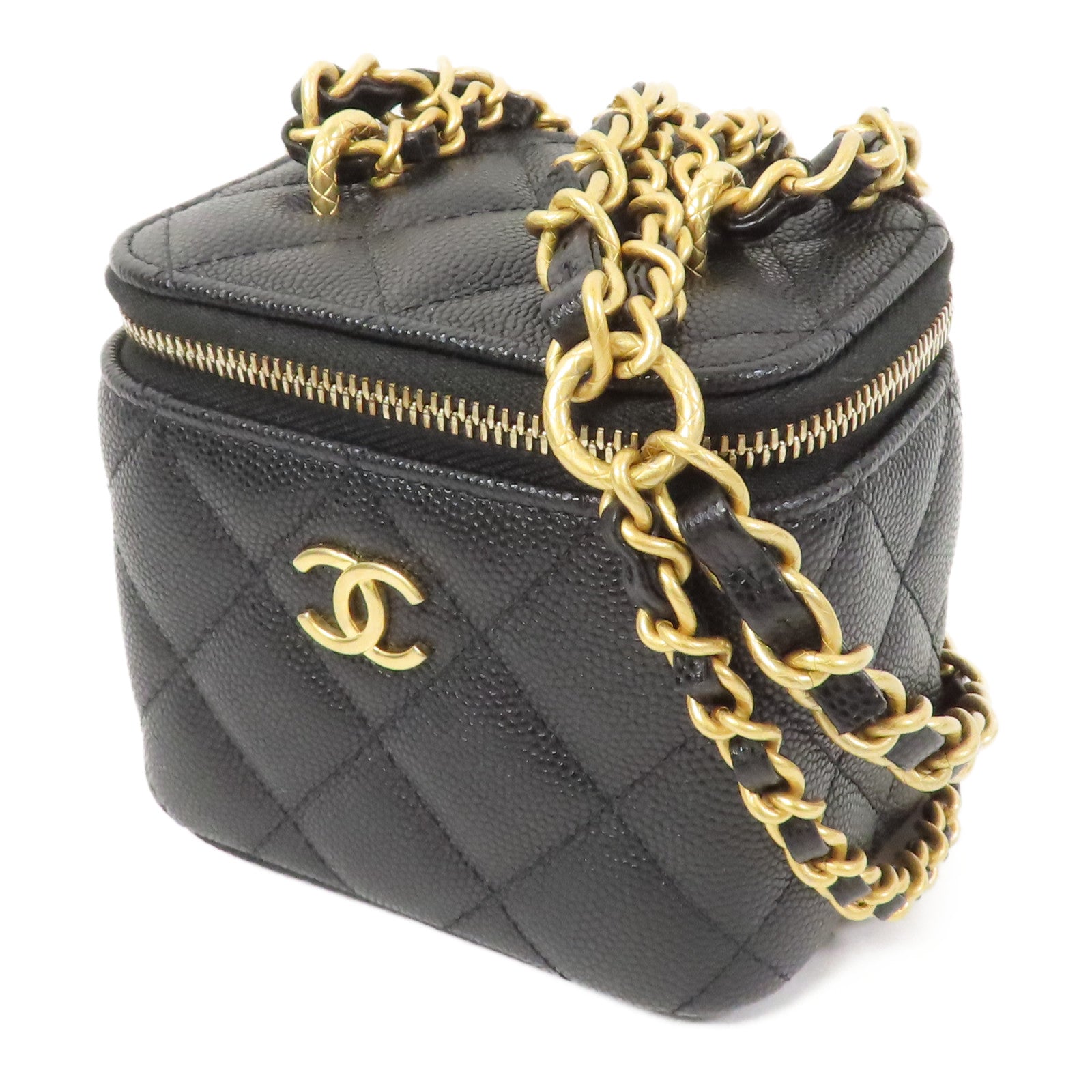 CHANEL 【激減優惠】菱格Caviar皮革Chain Shoulder Bag金扣肩背袋黑色