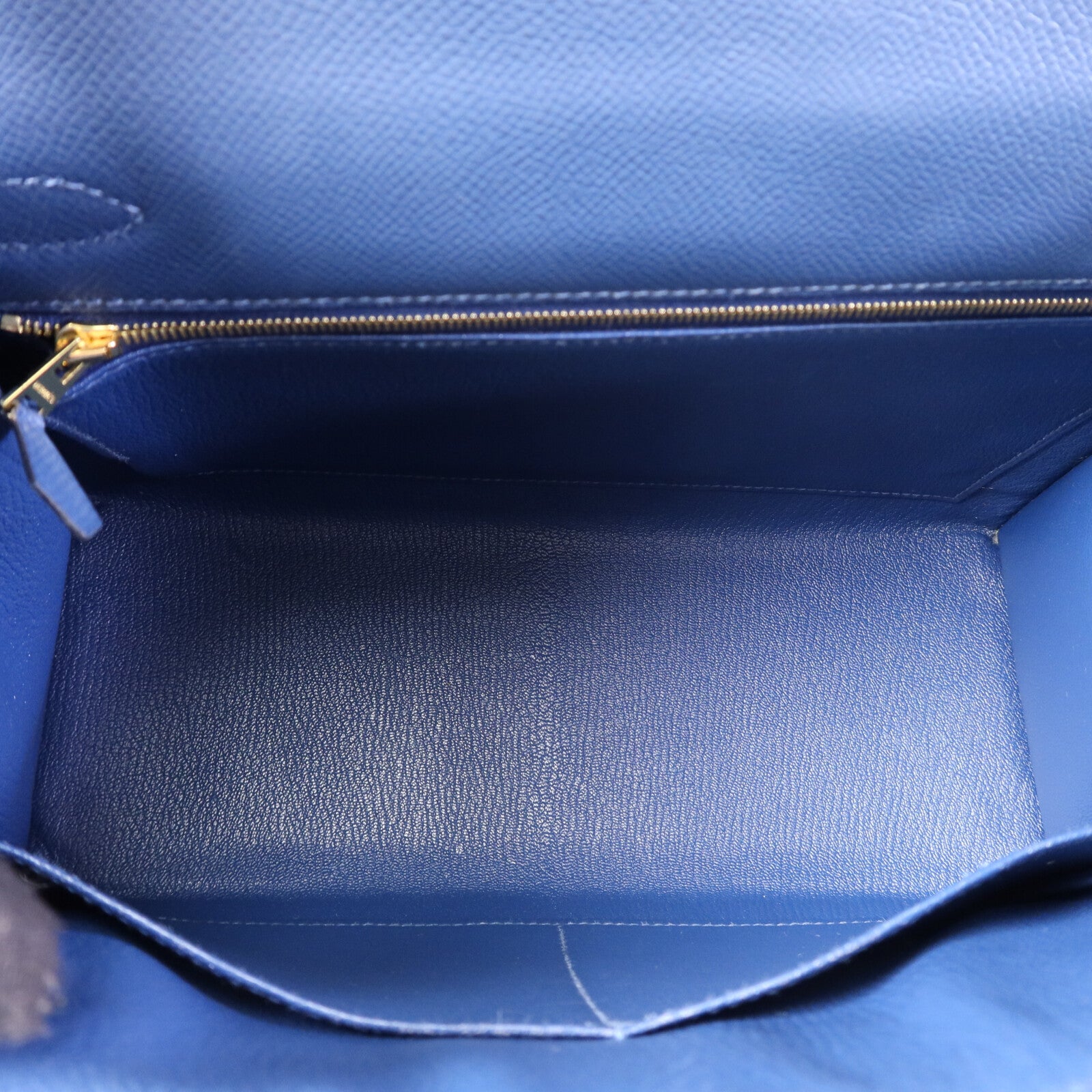 HERMES Epsom皮革Kelly 28金扣手挽肩背兩用袋Deep Bleu