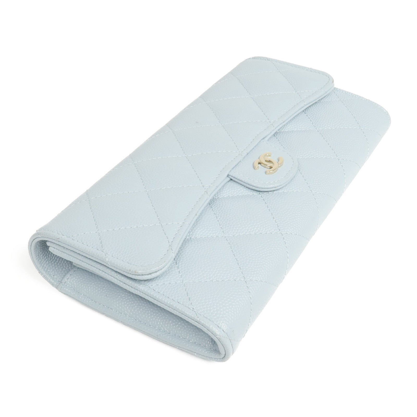 CHANEL 牛皮皮革Long Wallet金扣長錢包