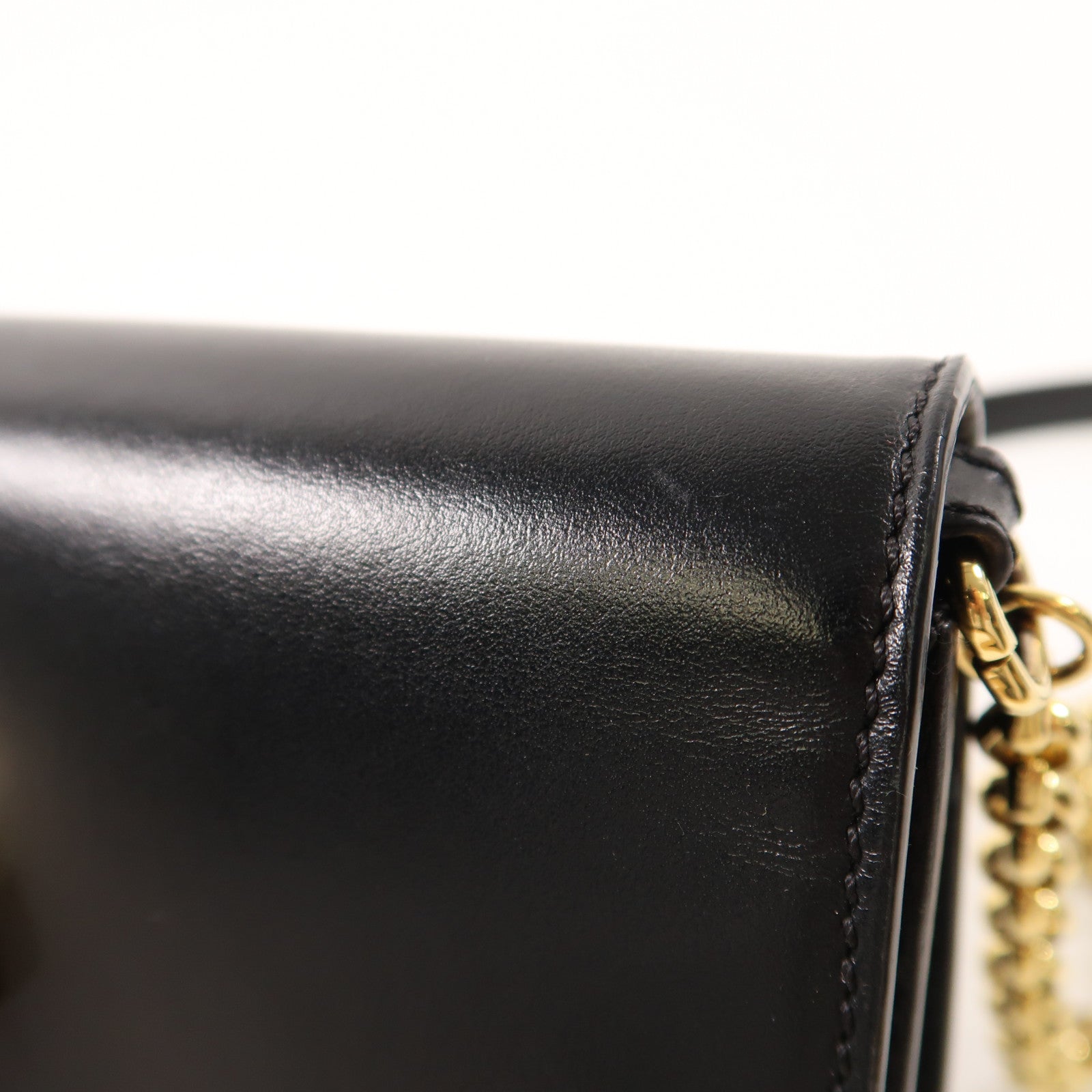Chloe 牛皮皮革Shoulder Bag金扣鏈帶肩背袋黑色