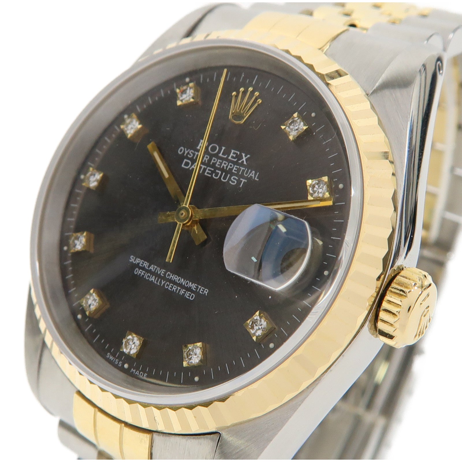 ROLEX Datejust不鏽鋼/18K黃金手錶自動機芯灰色