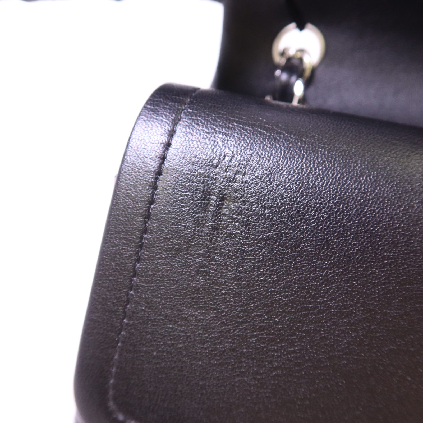 CHANEL 羊皮皮革Large Classic銀扣鏈帶手挽肩背兩用袋