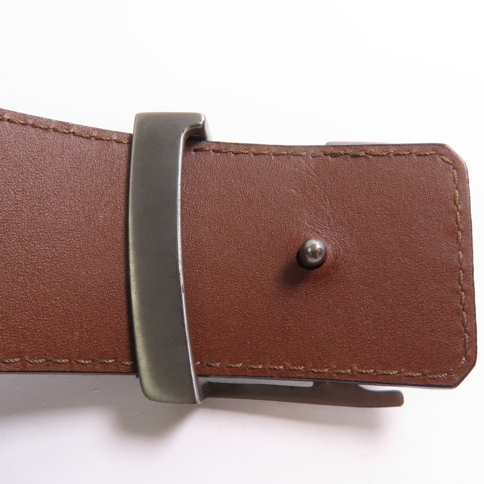 LOUIS VUITTON 牛皮皮革Belt 110cm銀扣皮帶