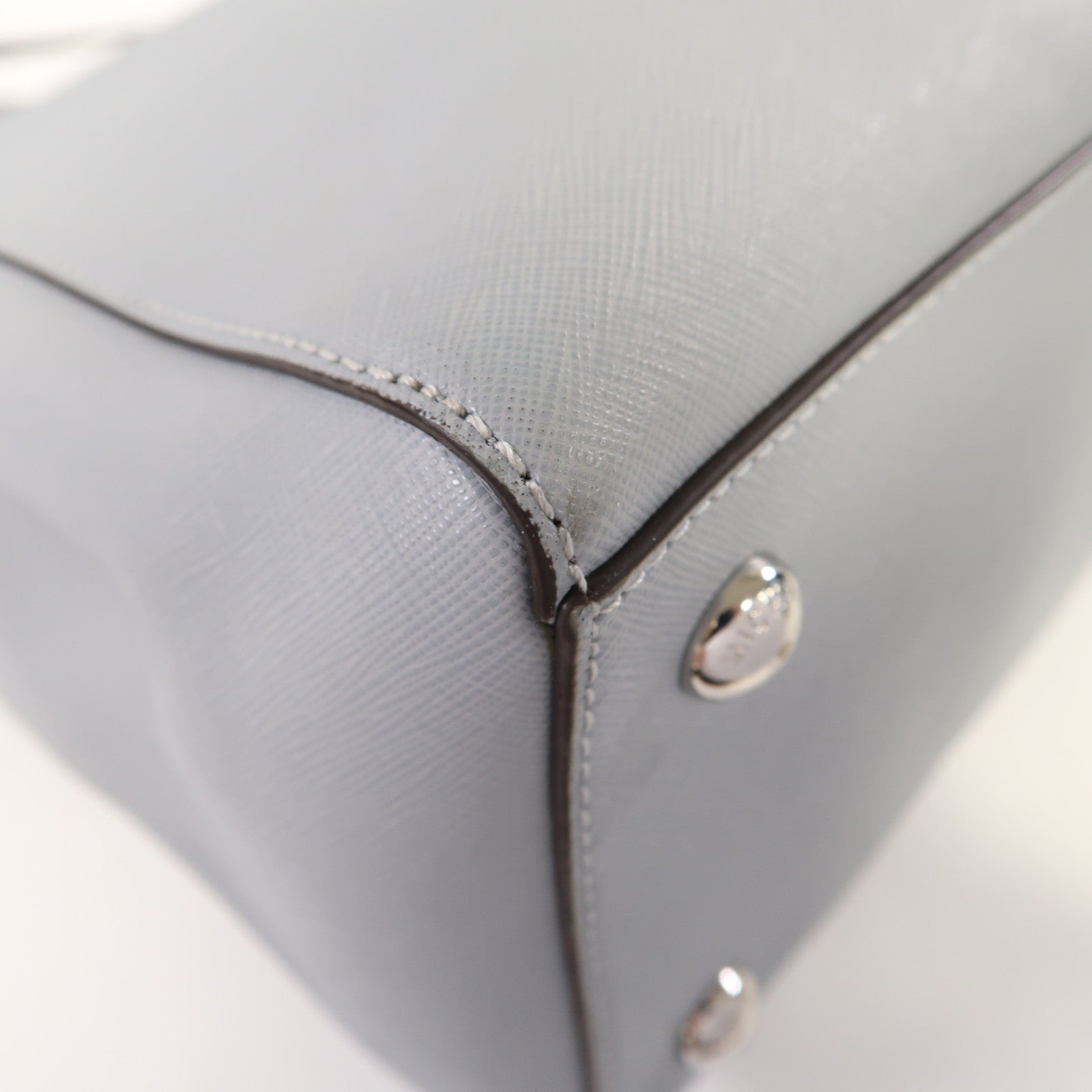 Michael Kors 牛皮皮革Handbag銀扣手挽袋淺藍色