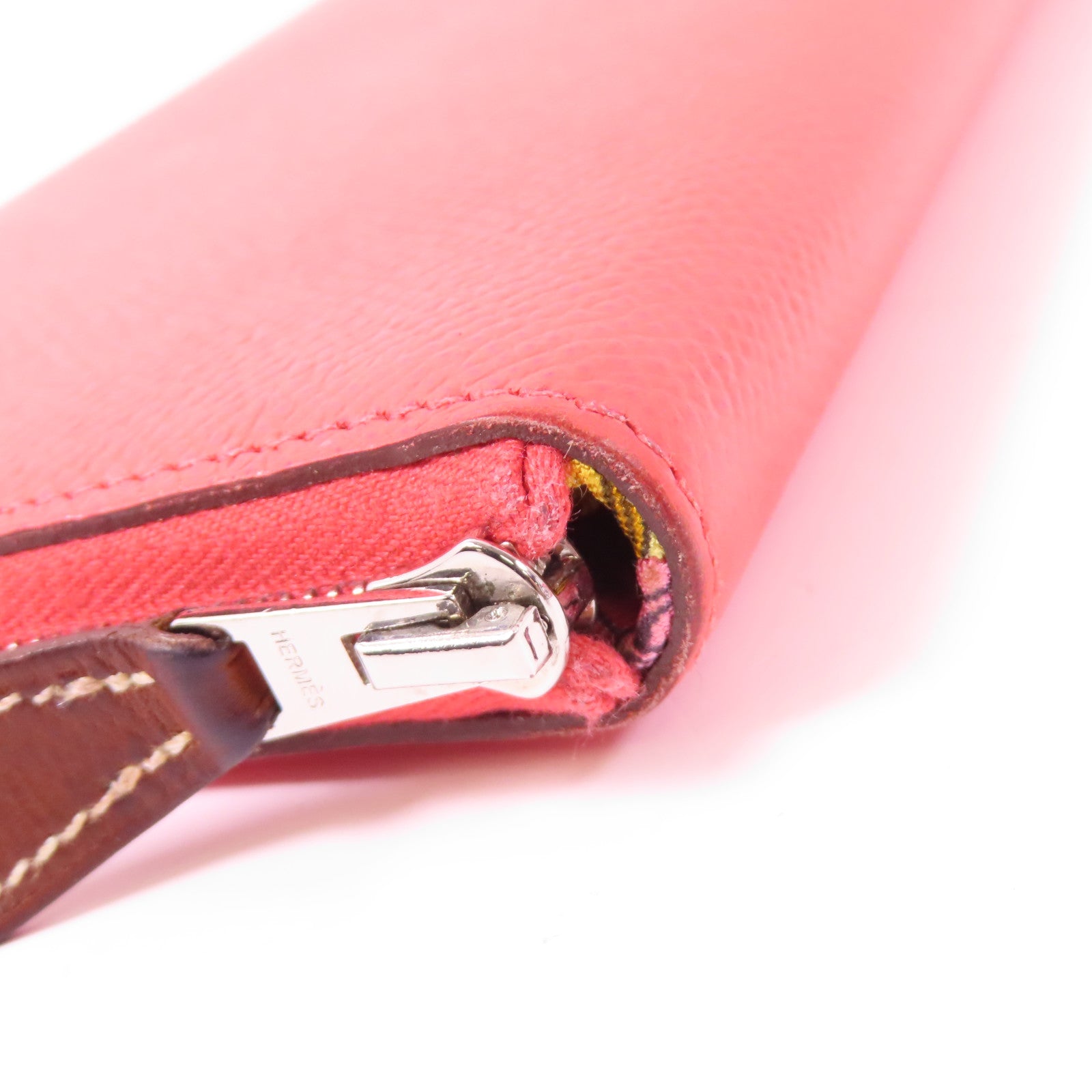 HERMES Veau Epsom皮革Silk In Classic Long Wallet銀扣長錢包粉紅色