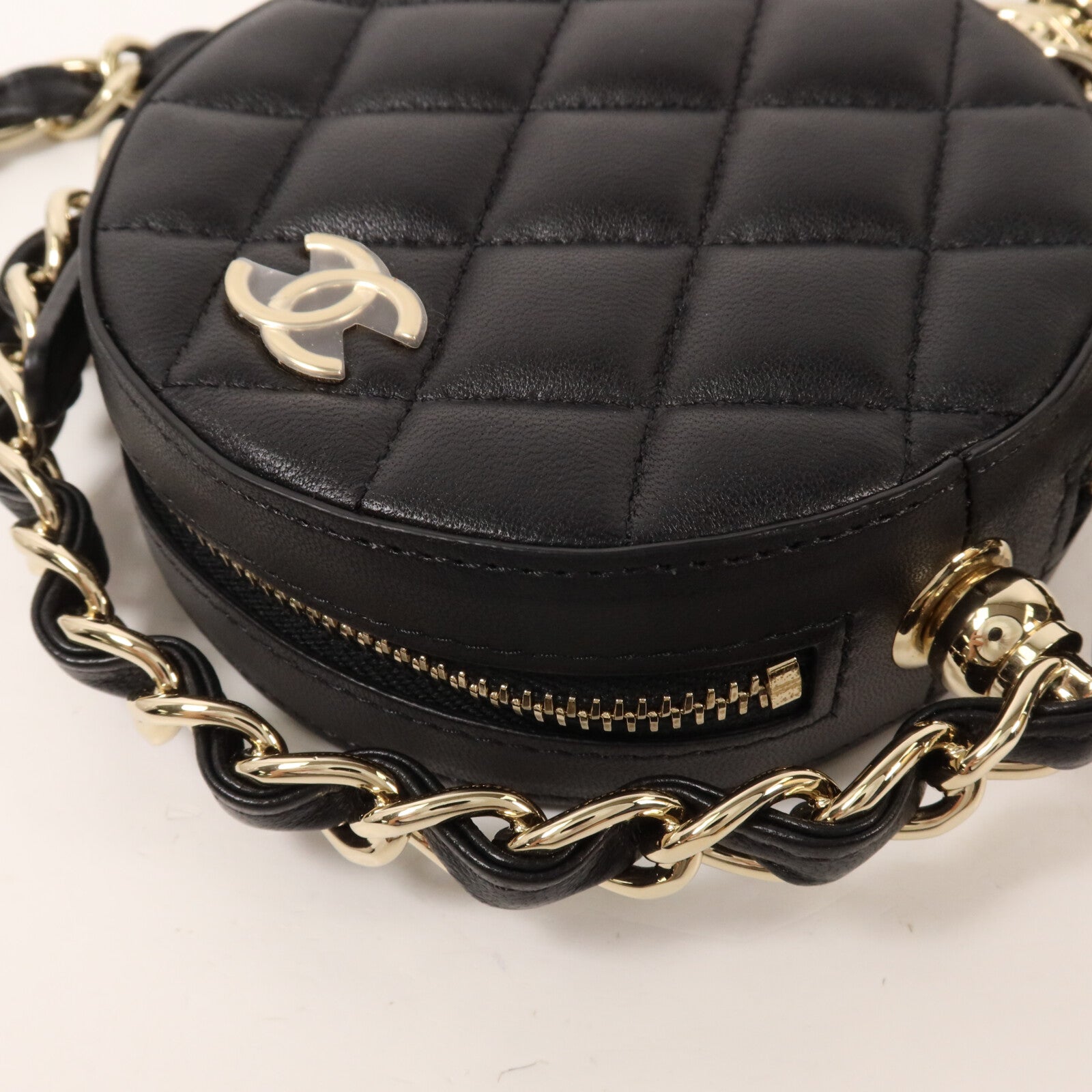 CHANEL 羊皮皮革Round Clutch With Chain鏈帶手拿包