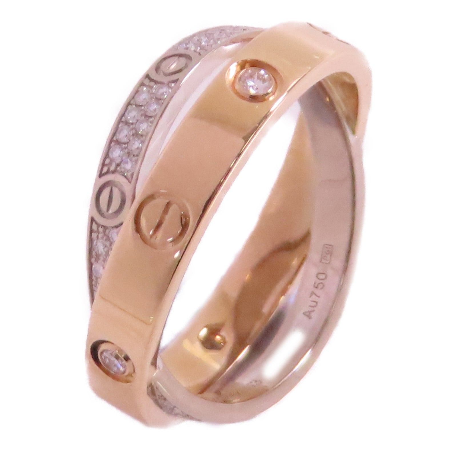 CARTIER 18K玫瑰金/白金/鑽石Love Diamond Ring戒指Cartier#53/US#6.5