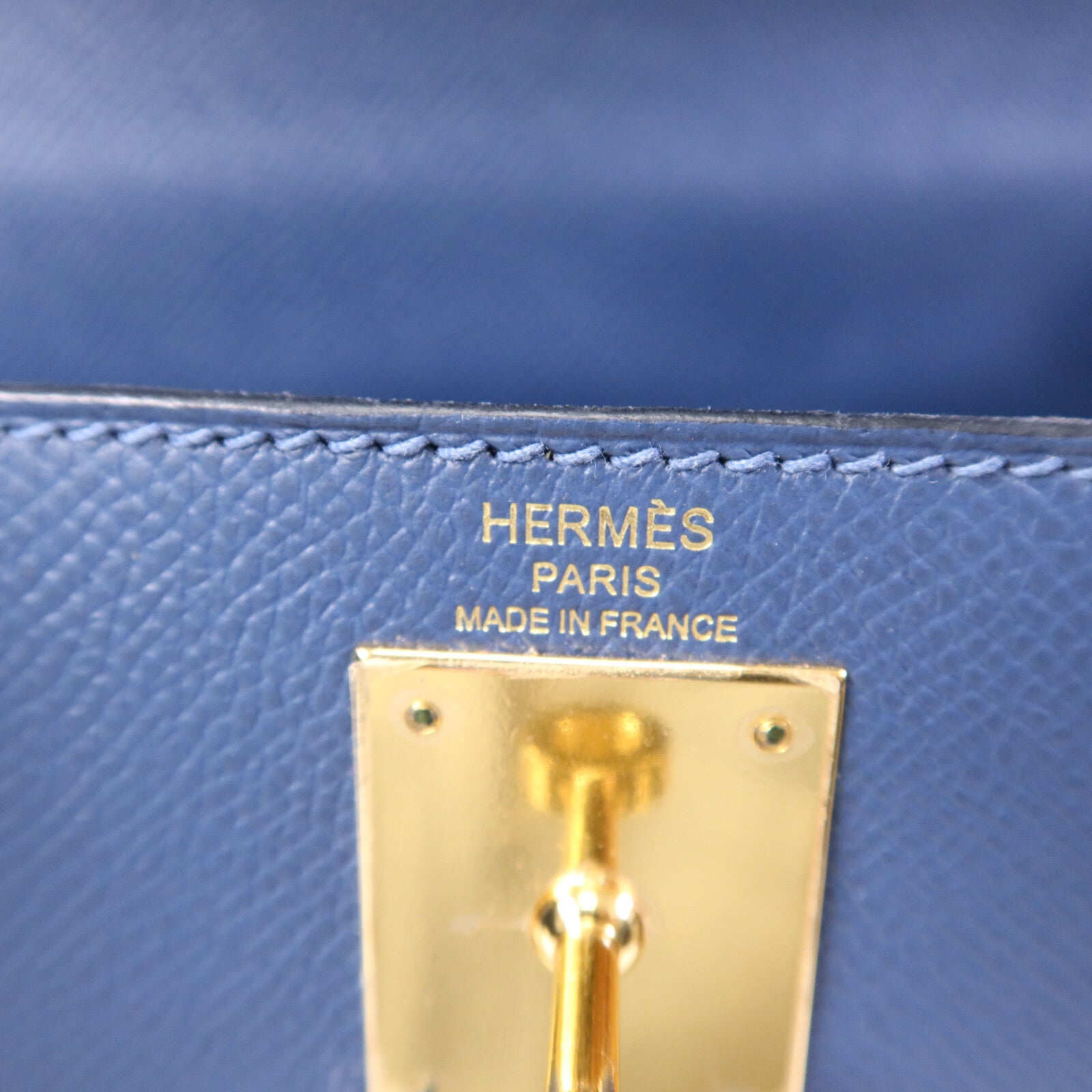 HERMES Epsom皮革Kelly 28金扣手挽肩背兩用袋Deep Bleu