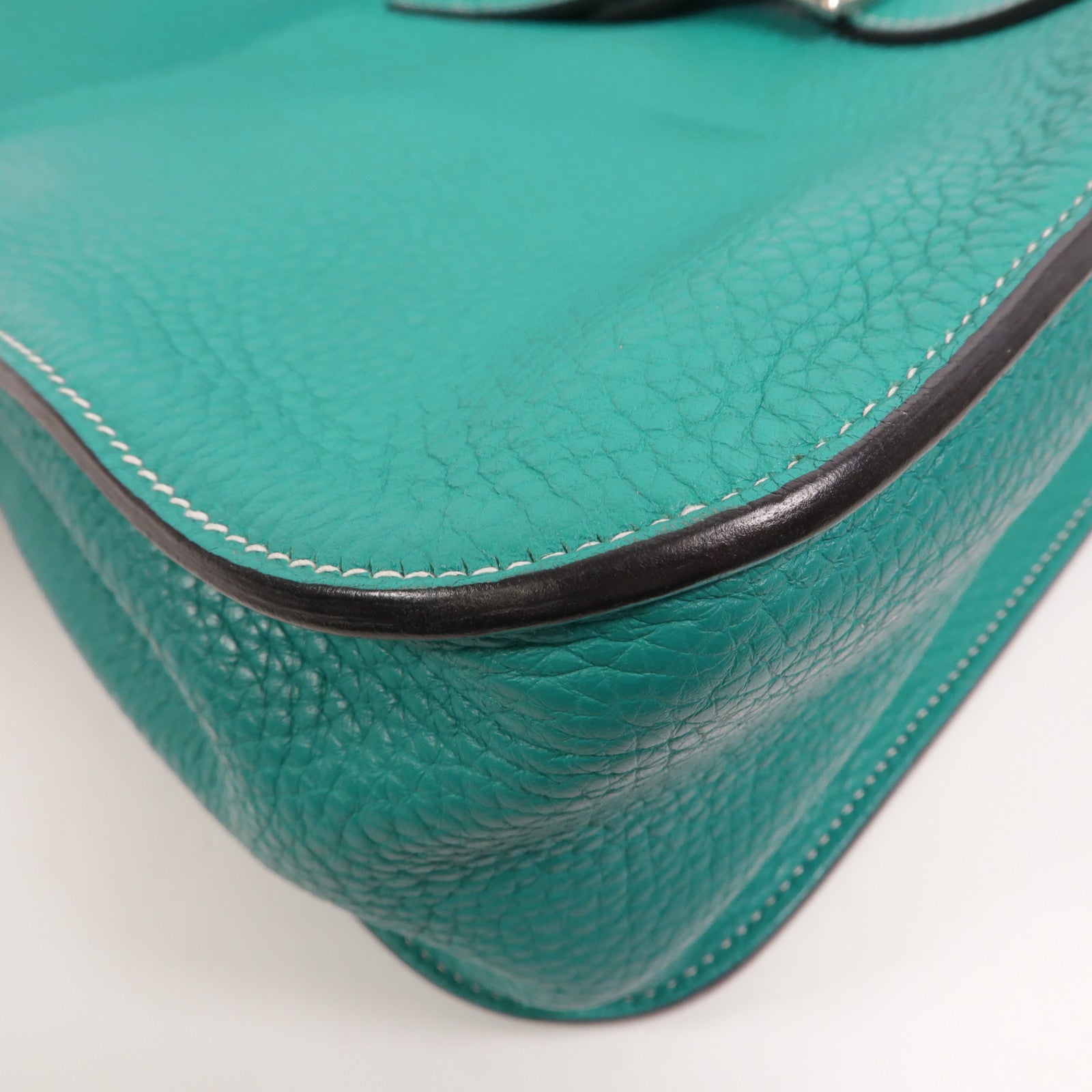 HERMES Clemence皮革Halzan 31手挽肩背兩用袋Bleu Paon
