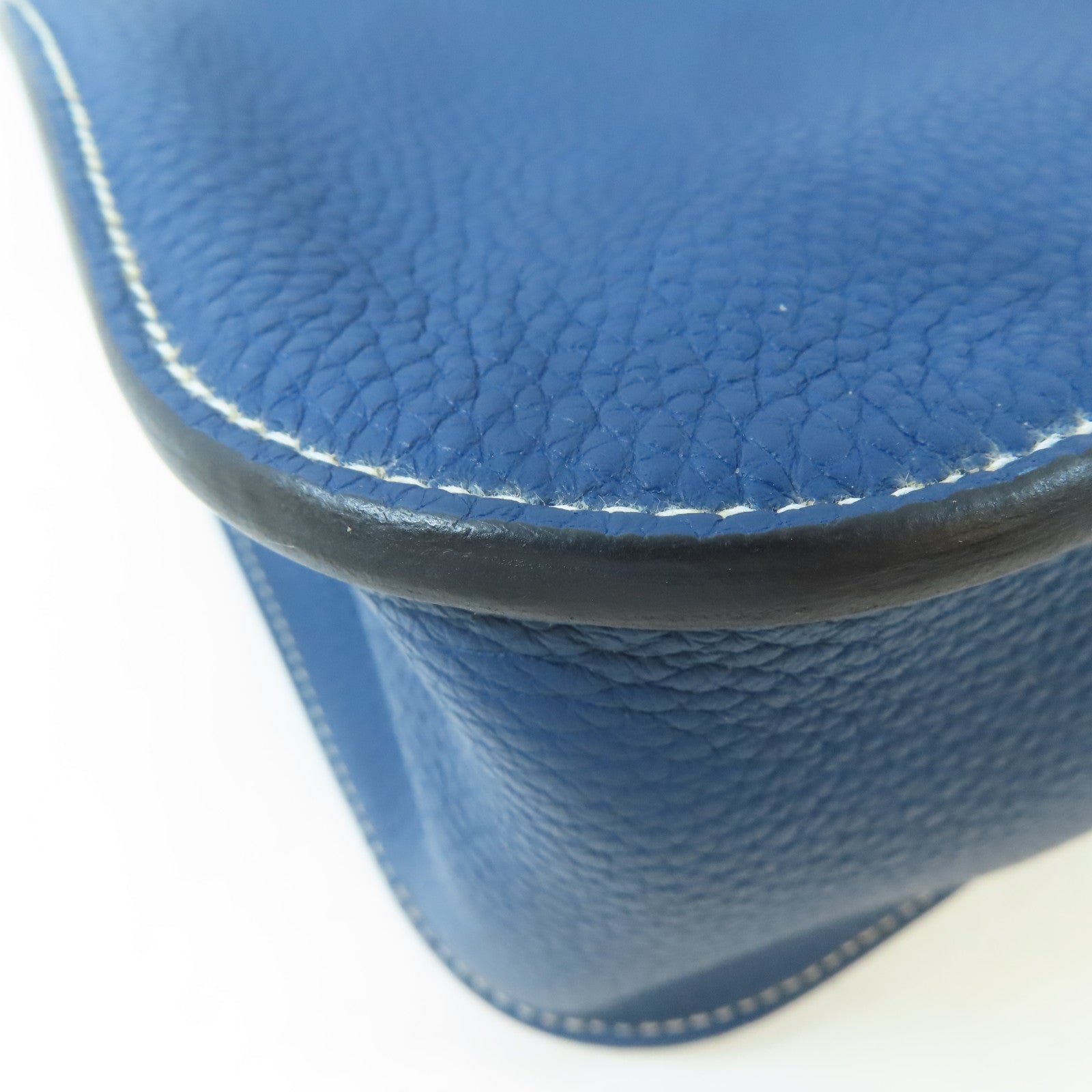 HERMES Clemence皮革Halzan 31金扣手挽肩背兩用袋Bleu Brighton/藍色