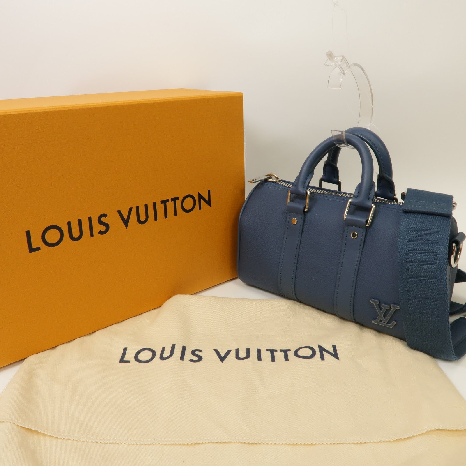 LOUIS VUITTON Aerogram Keepall XS銀扣手挽肩背兩用袋藍色