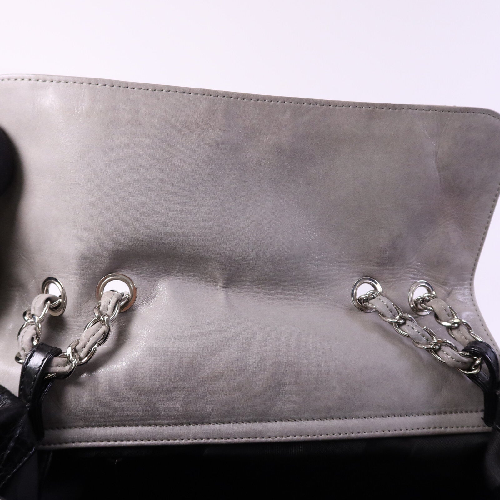 CHANEL 牛皮皮革Portobello Tote銀扣鏈帶肩背袋