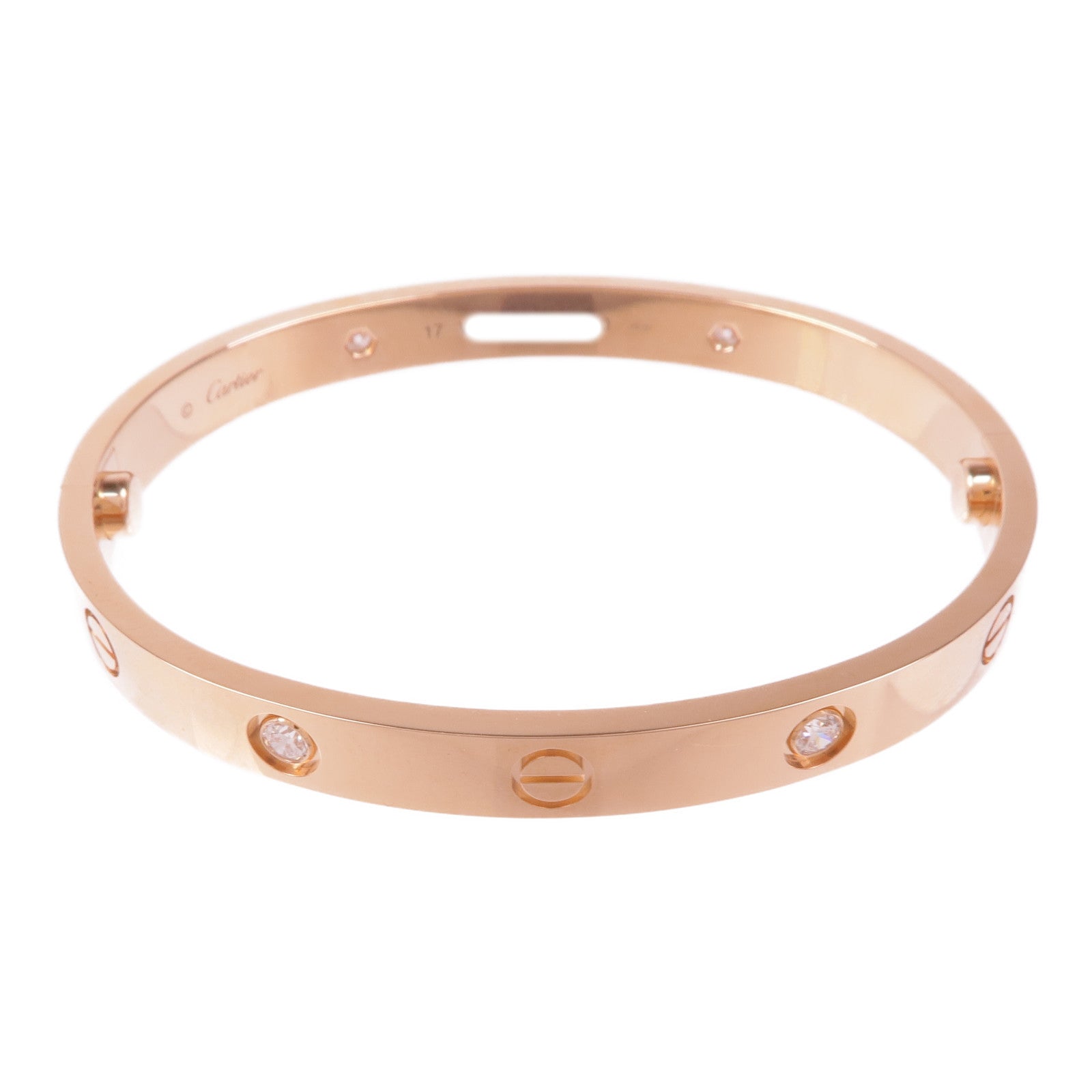 CARTIER 18K玫瑰金Love Bracelet 4P Diamond鑽石手鐲Cartier#17