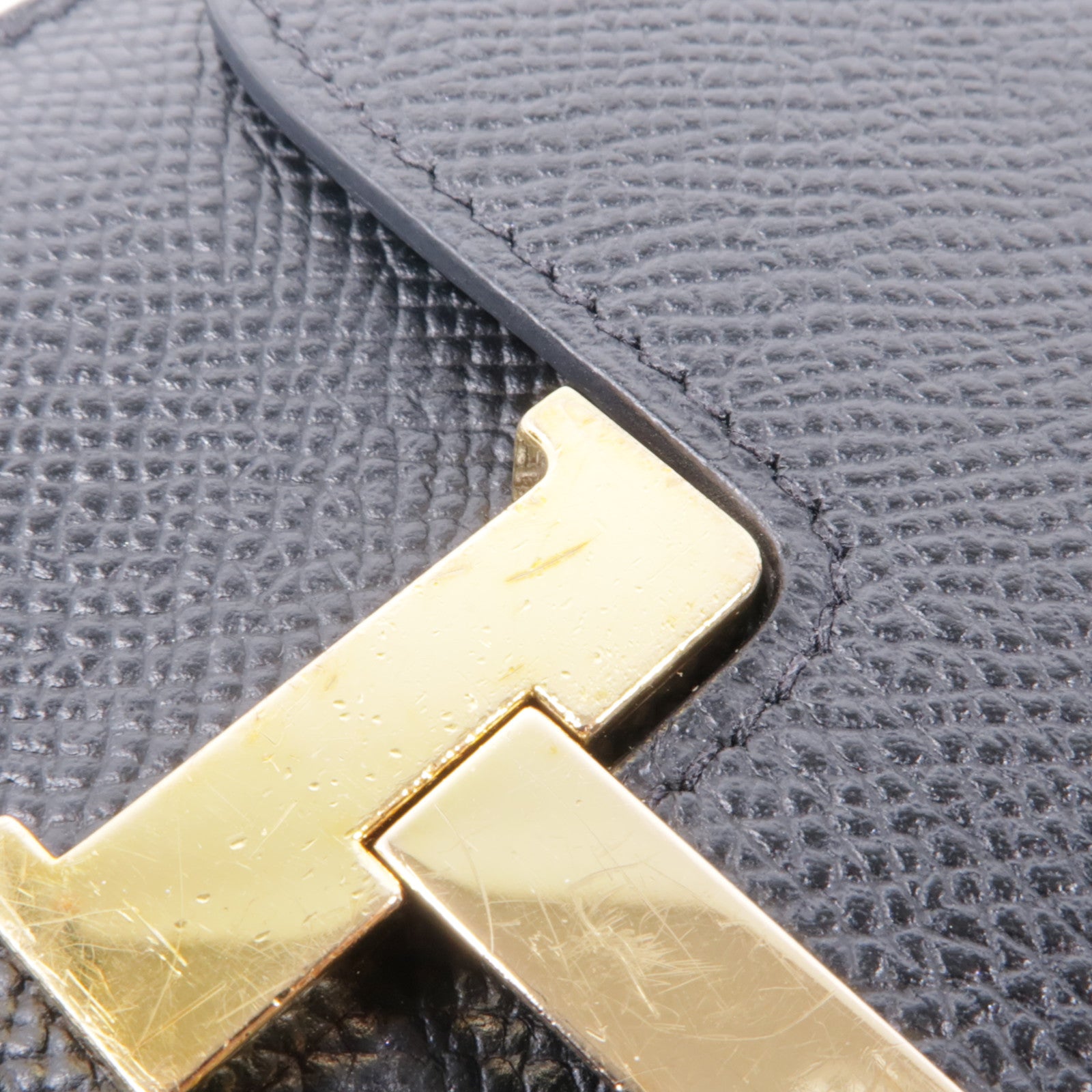 HERMES Epsom皮革Constance Wallet金扣錢包Noir