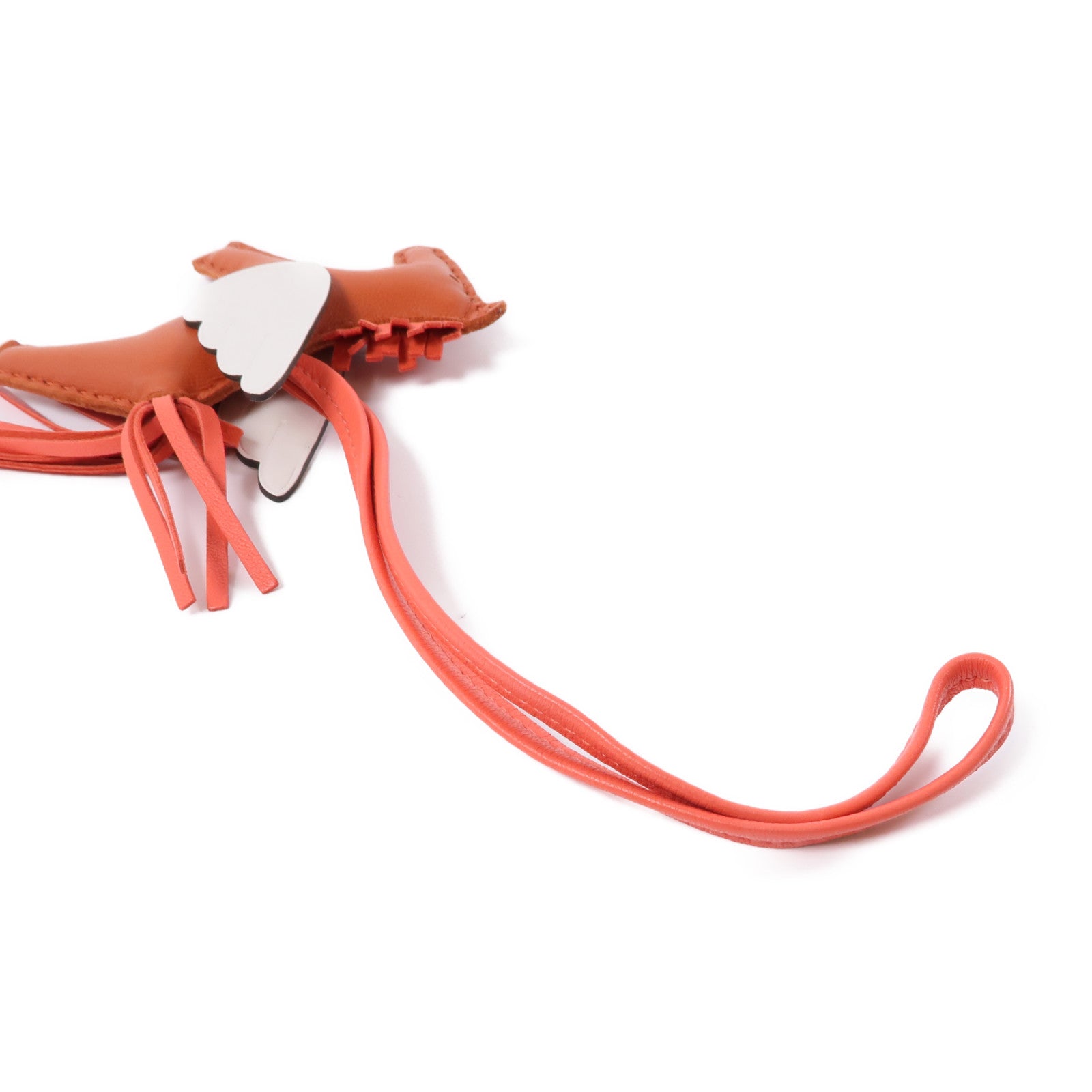 HERMES Swift皮革Rodeo Peogase PM掛飾Rose Texas/棕色/粉紅色/白色