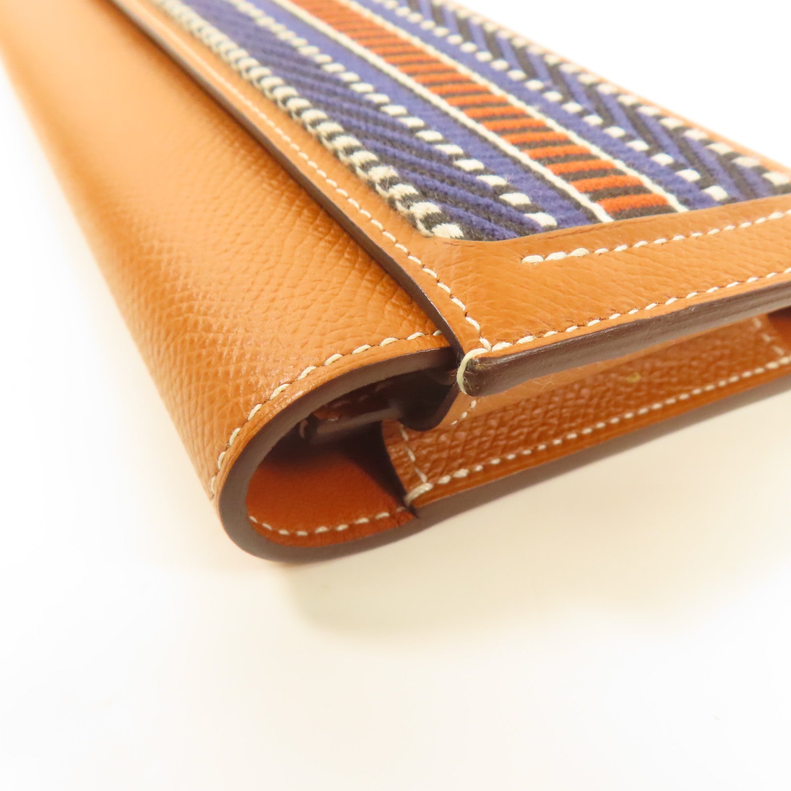 HERMES Passant en Excellent Etat Marron Long wallet Epsom Leather Gold
