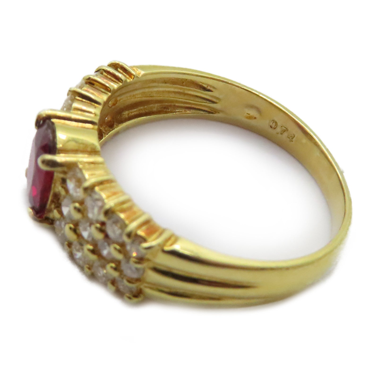 JEWELRY 18K黃金Ruby Diamond Ring 0.74ct紅寶石/0.59ct鑽石戒指US#6.75