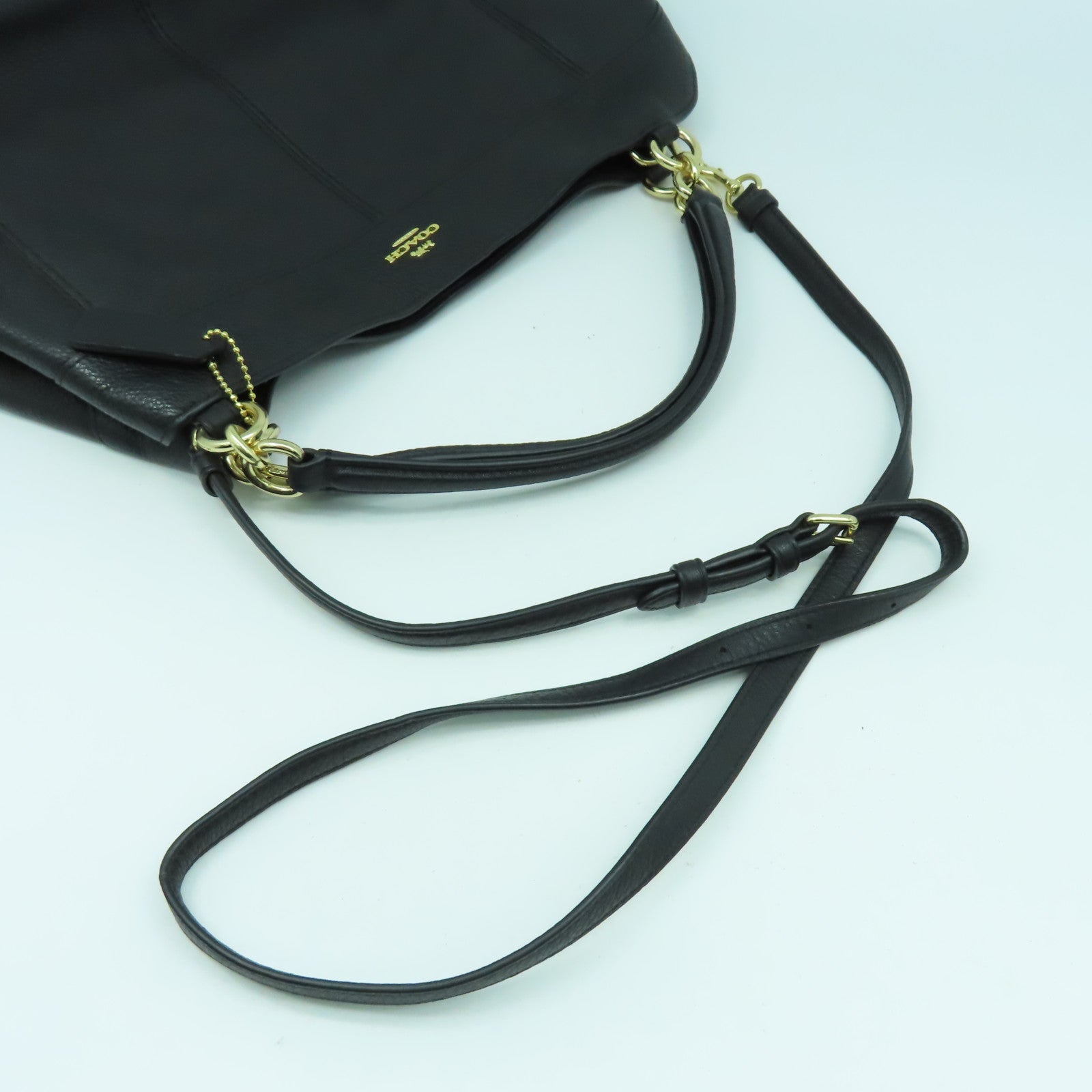 COACH 【激減優惠】牛皮皮革2way Shoulder Bag金扣手挽肩背兩用袋黑色
