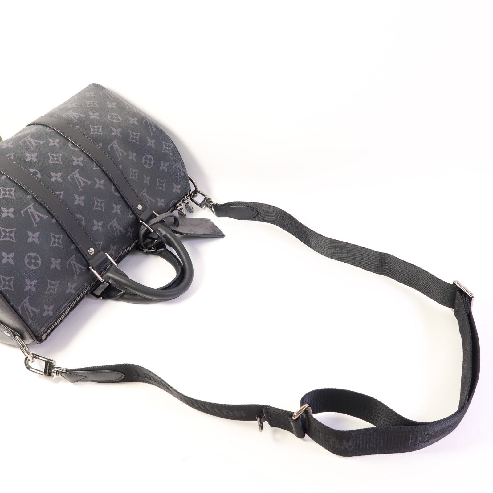 LOUIS VUITTON Monogram Eclipse Keepall Bandouliere 35手挽肩背兩用袋