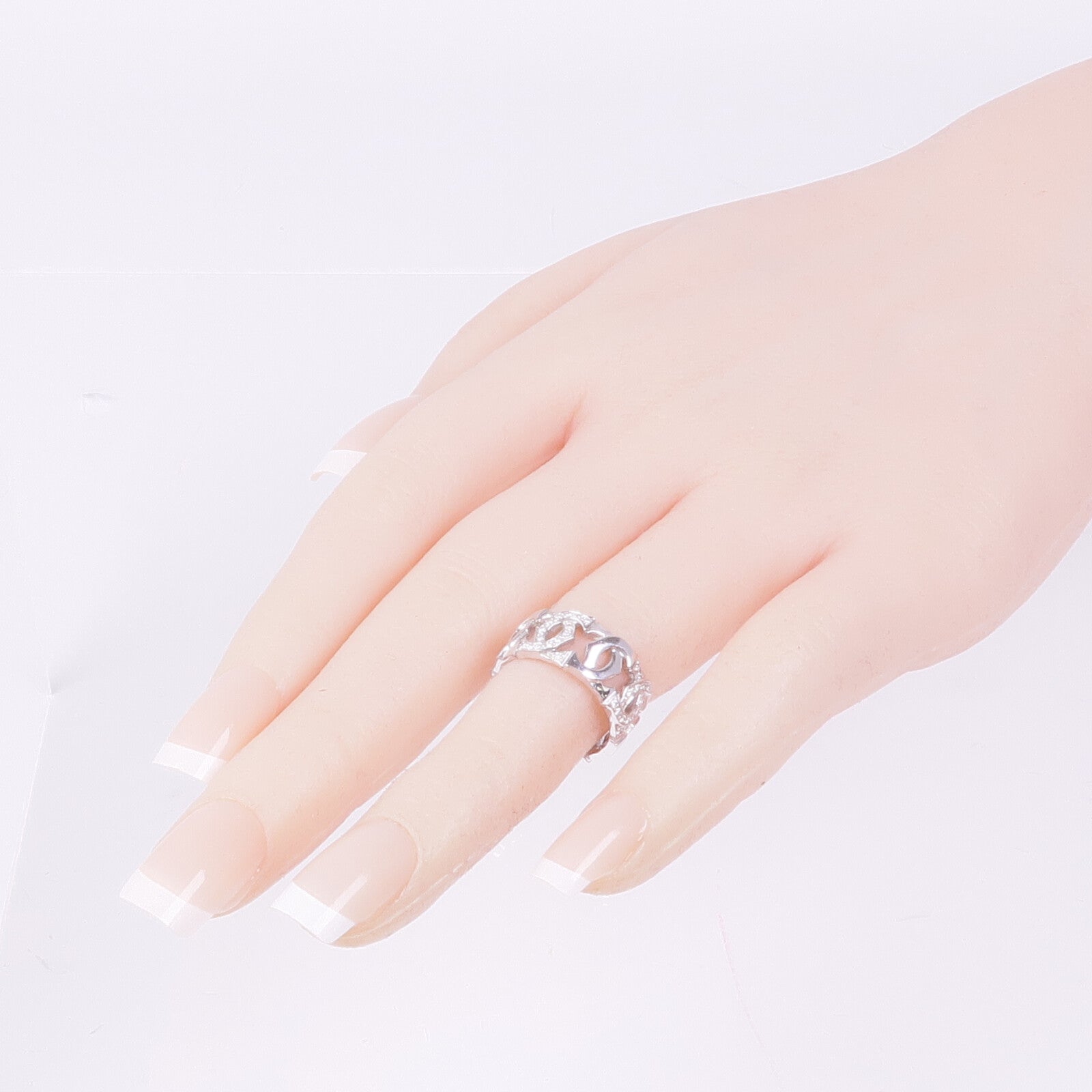 CARTIER 18K白金Double C De ring鑽石戒指Cartier#49/US#4.75