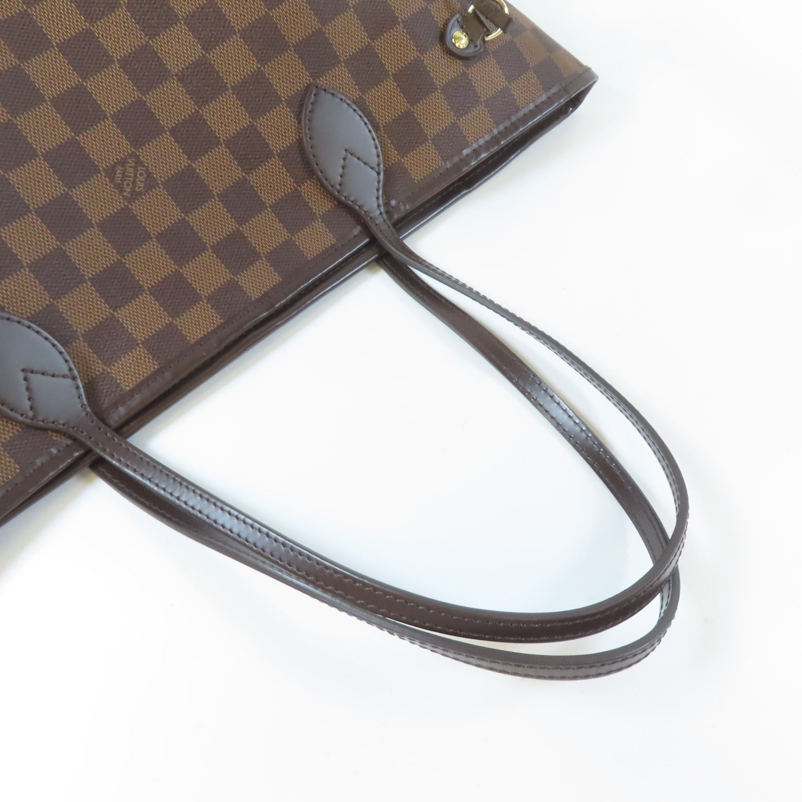 LOUIS VUITTON Damier Ebene Neverfull MM金扣手挽肩背兩用袋啡色