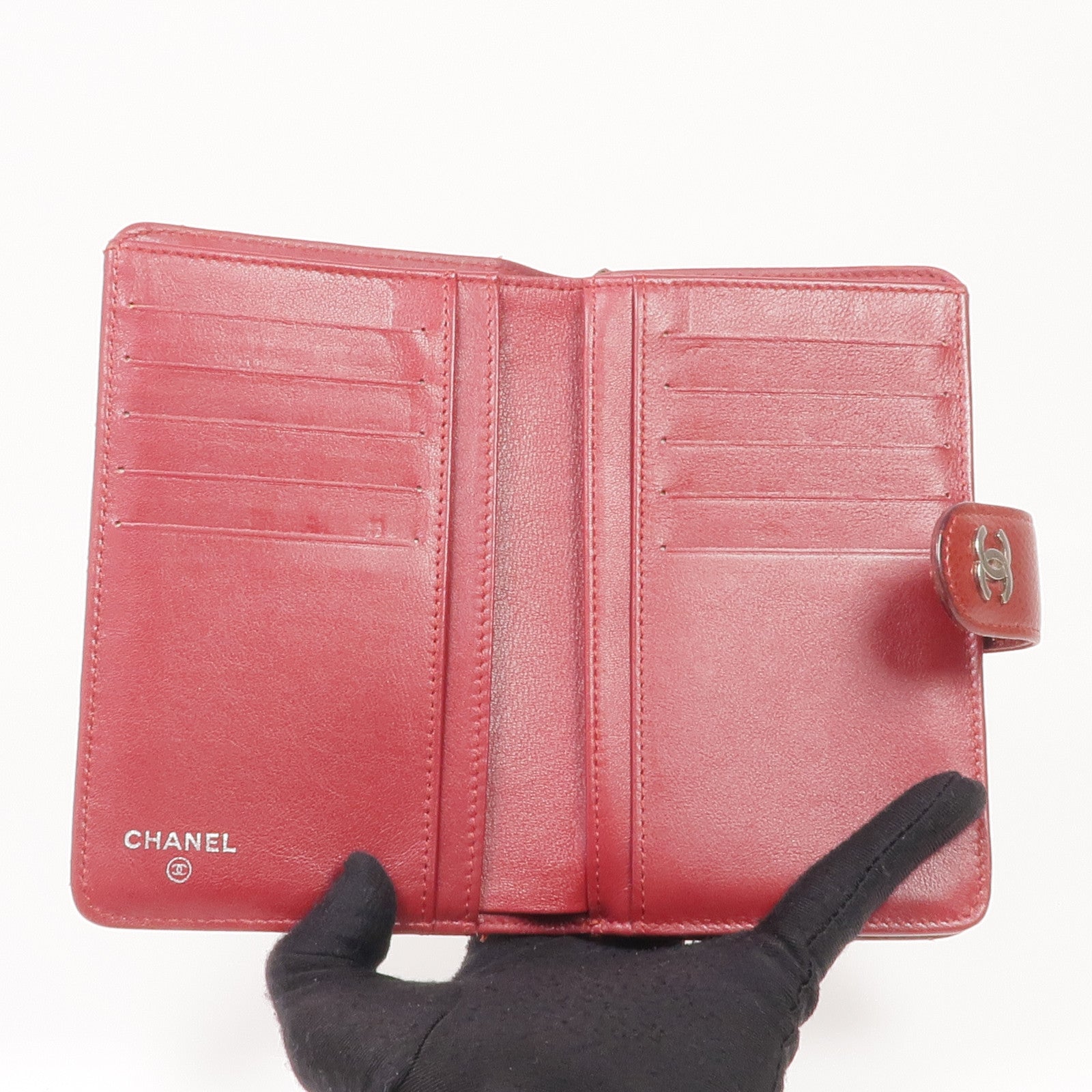 CHANEL 牛皮皮革Wallet銀扣錢包