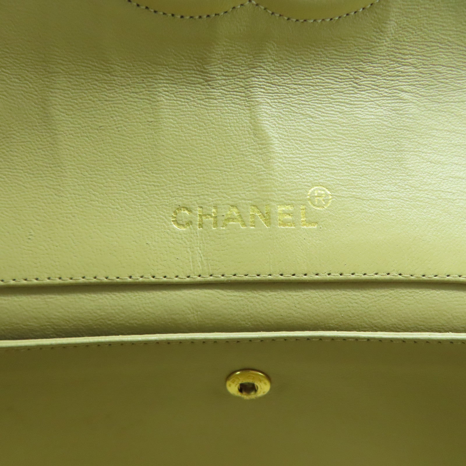 CHANEL 【清倉大減價】菱格羊皮皮革Chain Shoulder金扣鏈帶肩背袋米色