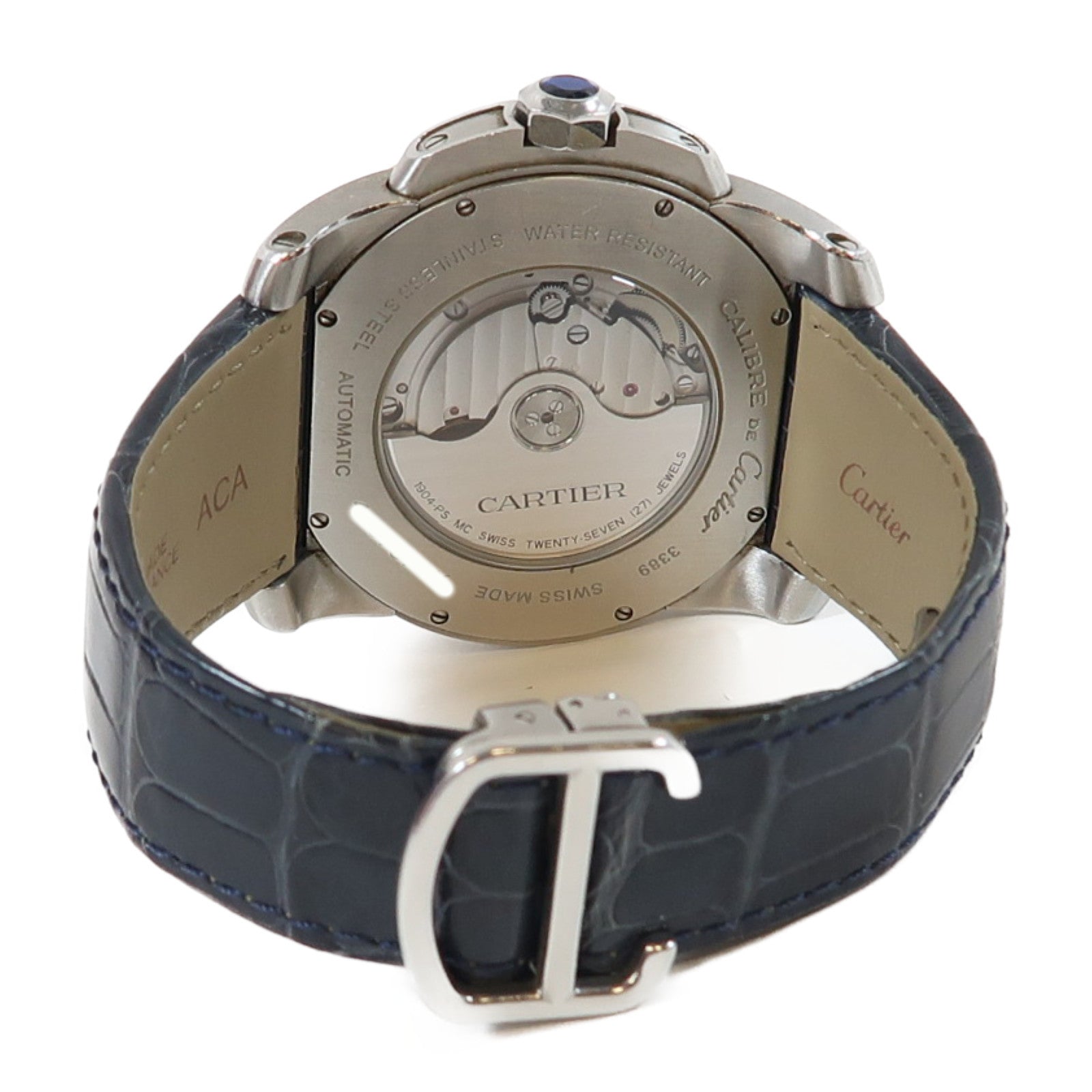 CARTIER 【激減優惠】Calibre de Cartier不鏽鋼/皮革帶手錶自動機芯啡色