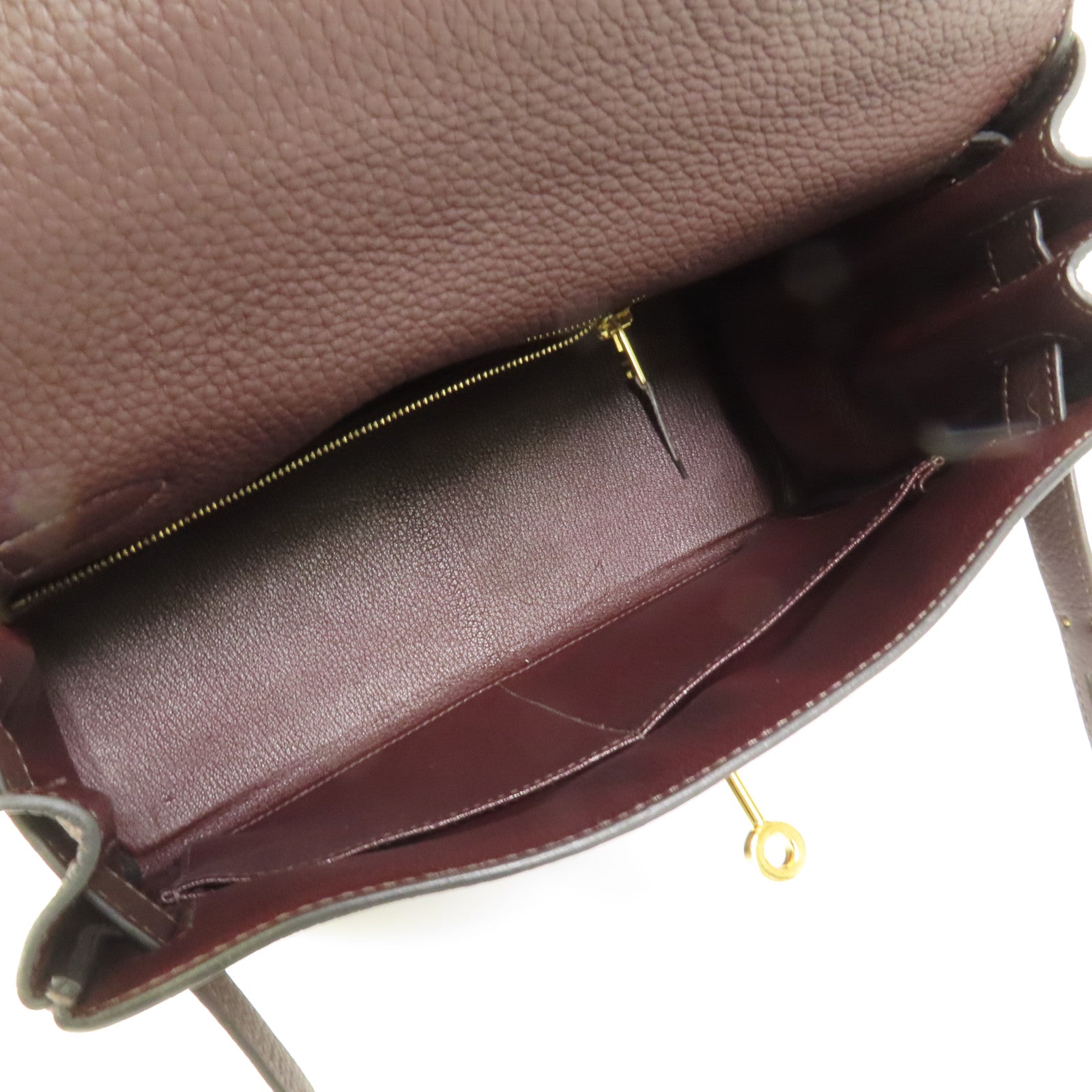 HERMES Togo皮革Kelly 28金扣手挽肩背兩用袋Rouge Sellier