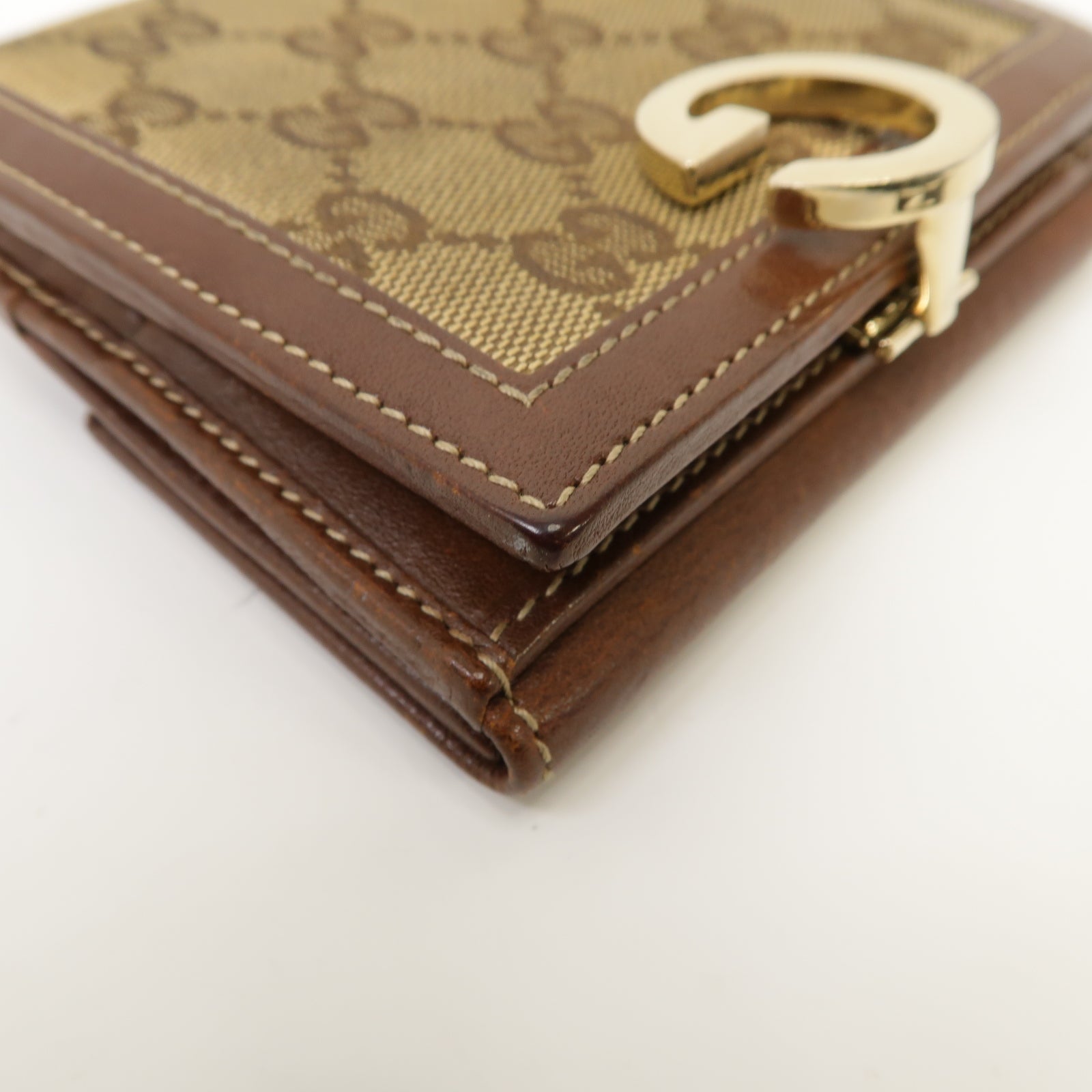 GUCCI 【清倉大減價】帆布Wallet金扣錢包啡色