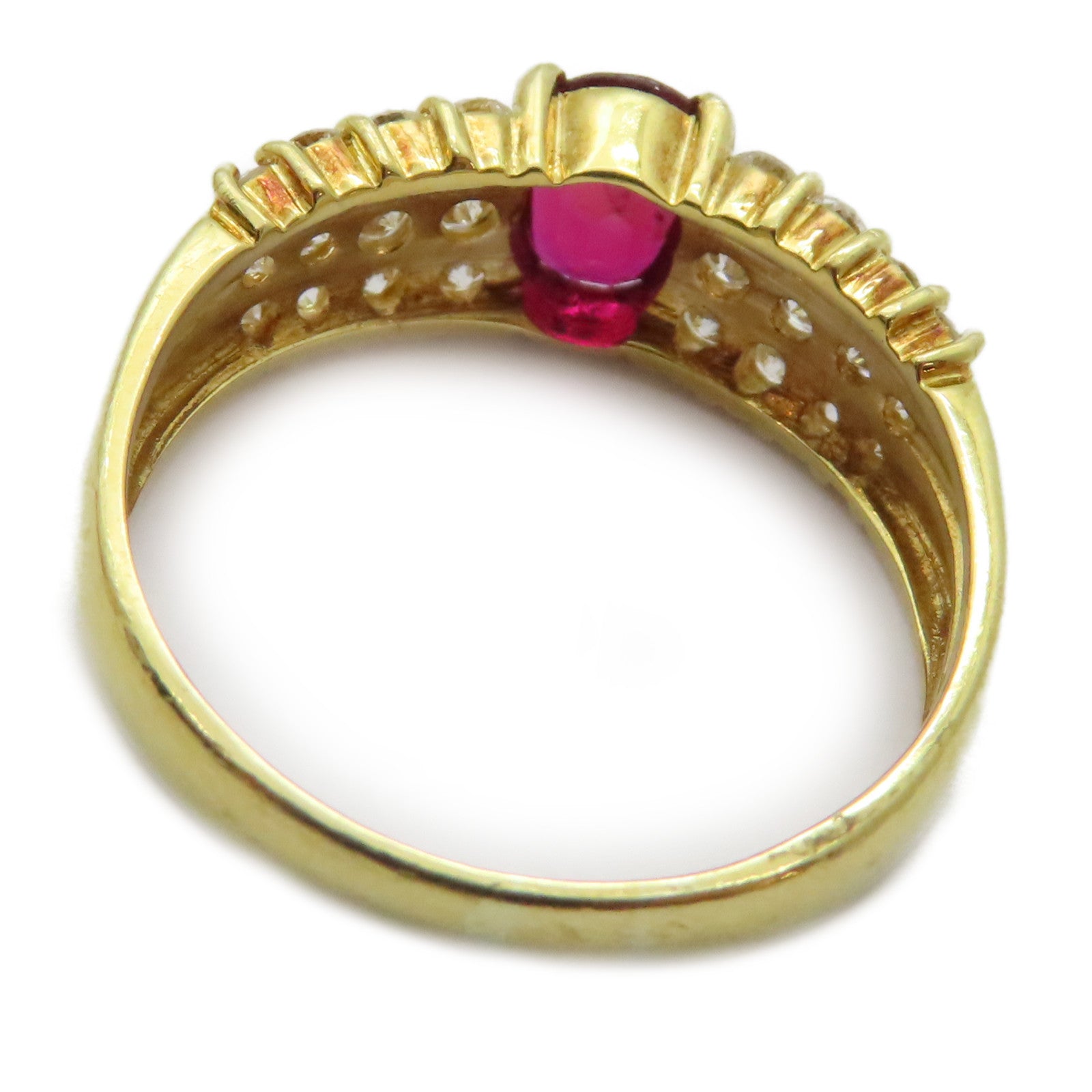 JEWELRY 18K黃金Ruby Diamond Ring 0.74ct紅寶石/0.59ct鑽石戒指US#6.75