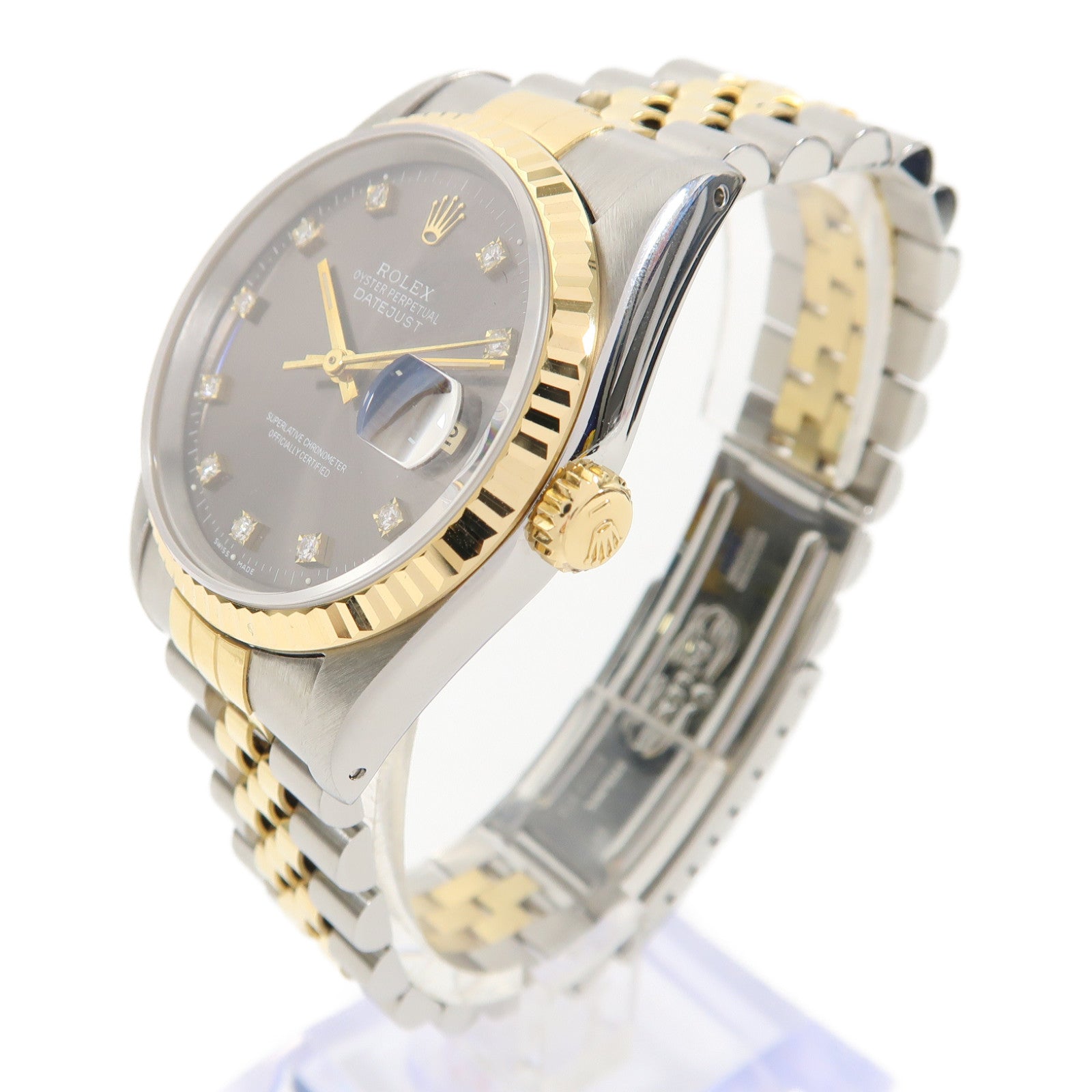 ROLEX Datejust不鏽鋼/18K黃金手錶自動機芯灰色