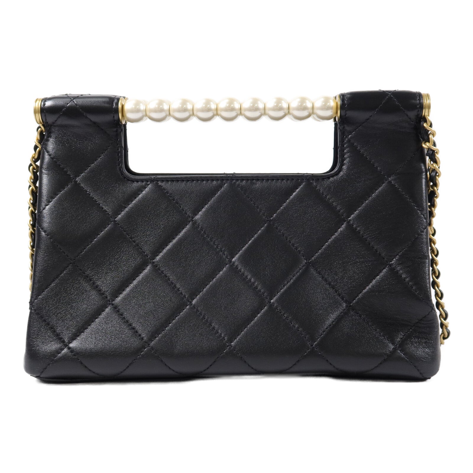CHANEL 羊皮皮革Pearl Handle Shopping Bag鏈帶肩背袋