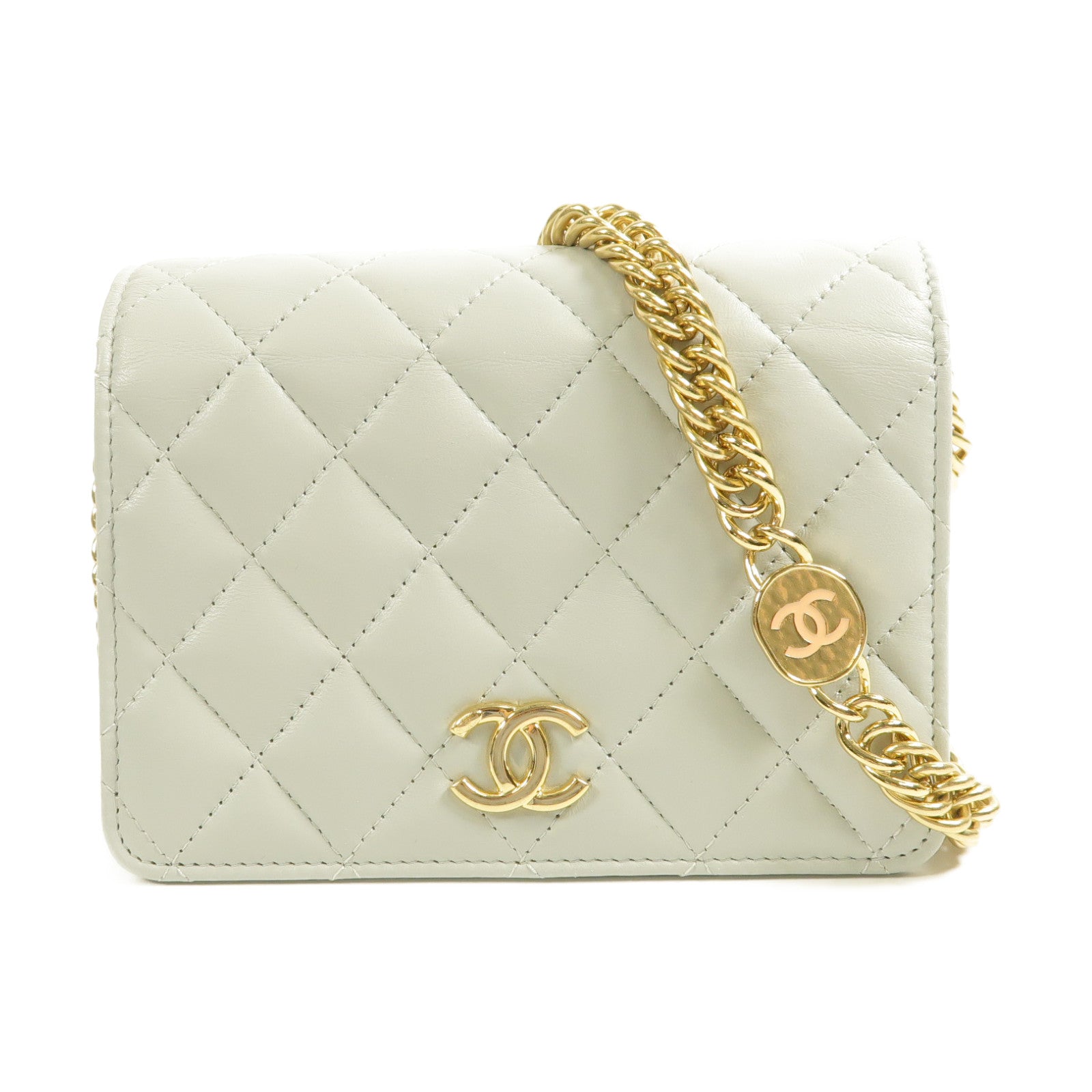 CHANEL 【激減優惠】羊皮皮革Chain Shoulder金扣鏈帶肩背袋