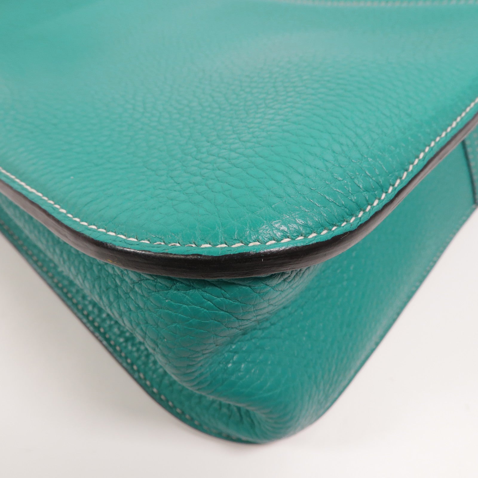 HERMES Clemence皮革Halzan 31手挽肩背兩用袋Bleu Paon