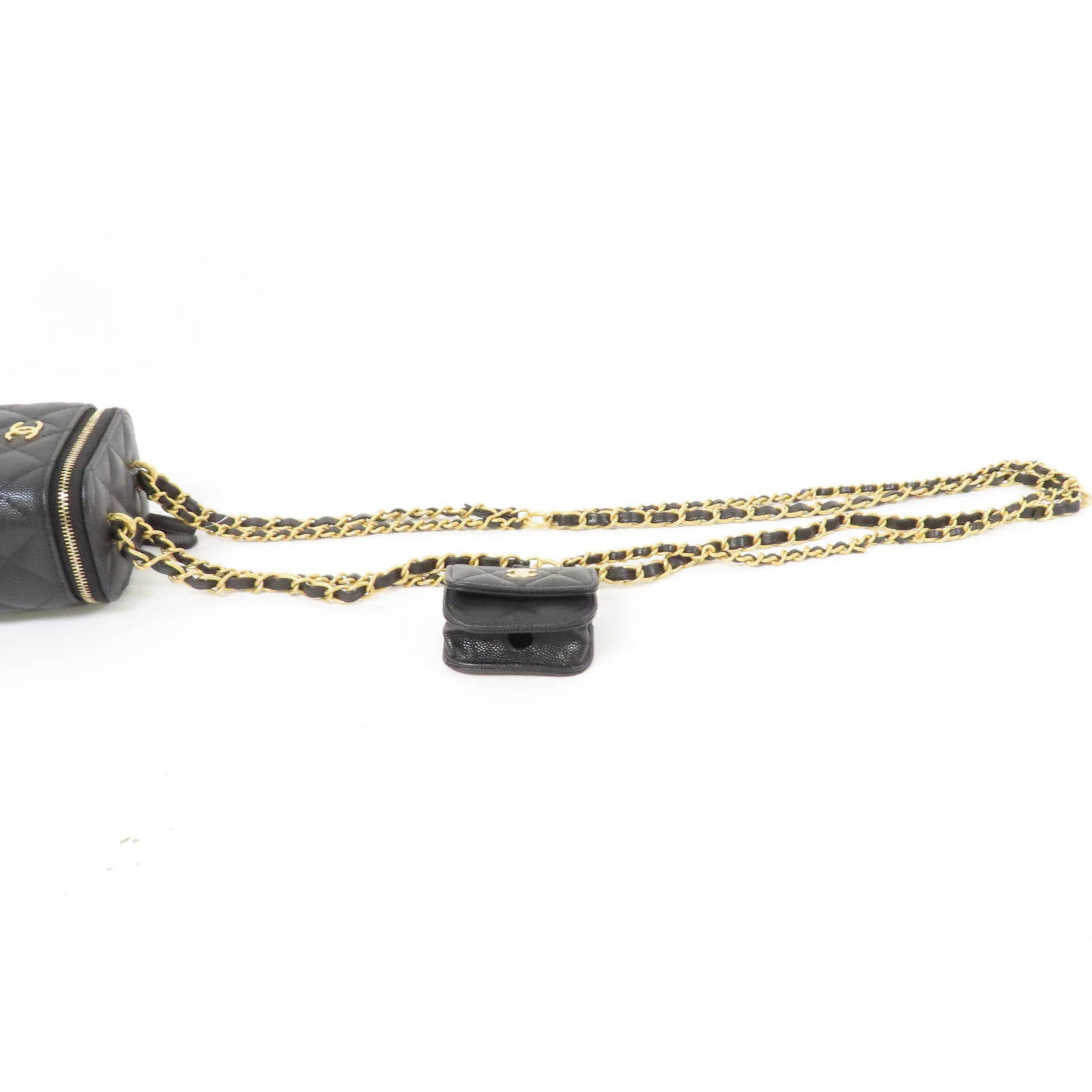 CHANEL 【激減優惠】菱格Caviar皮革Chain Shoulder Bag金扣肩背袋黑色