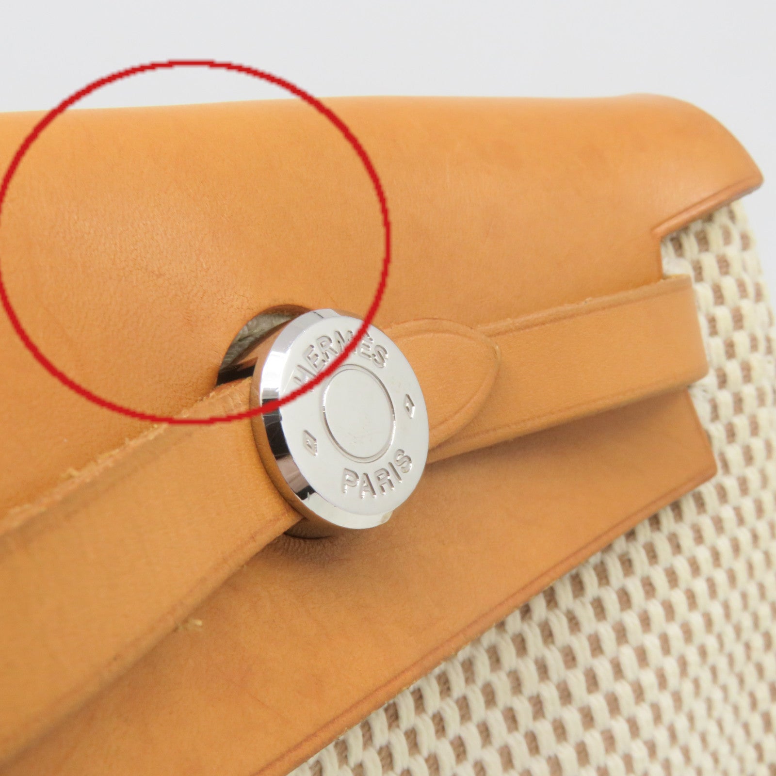 HERMES 【激減優惠】帆布Herbag TPM Shoulder Bag銀扣肩背袋杏色