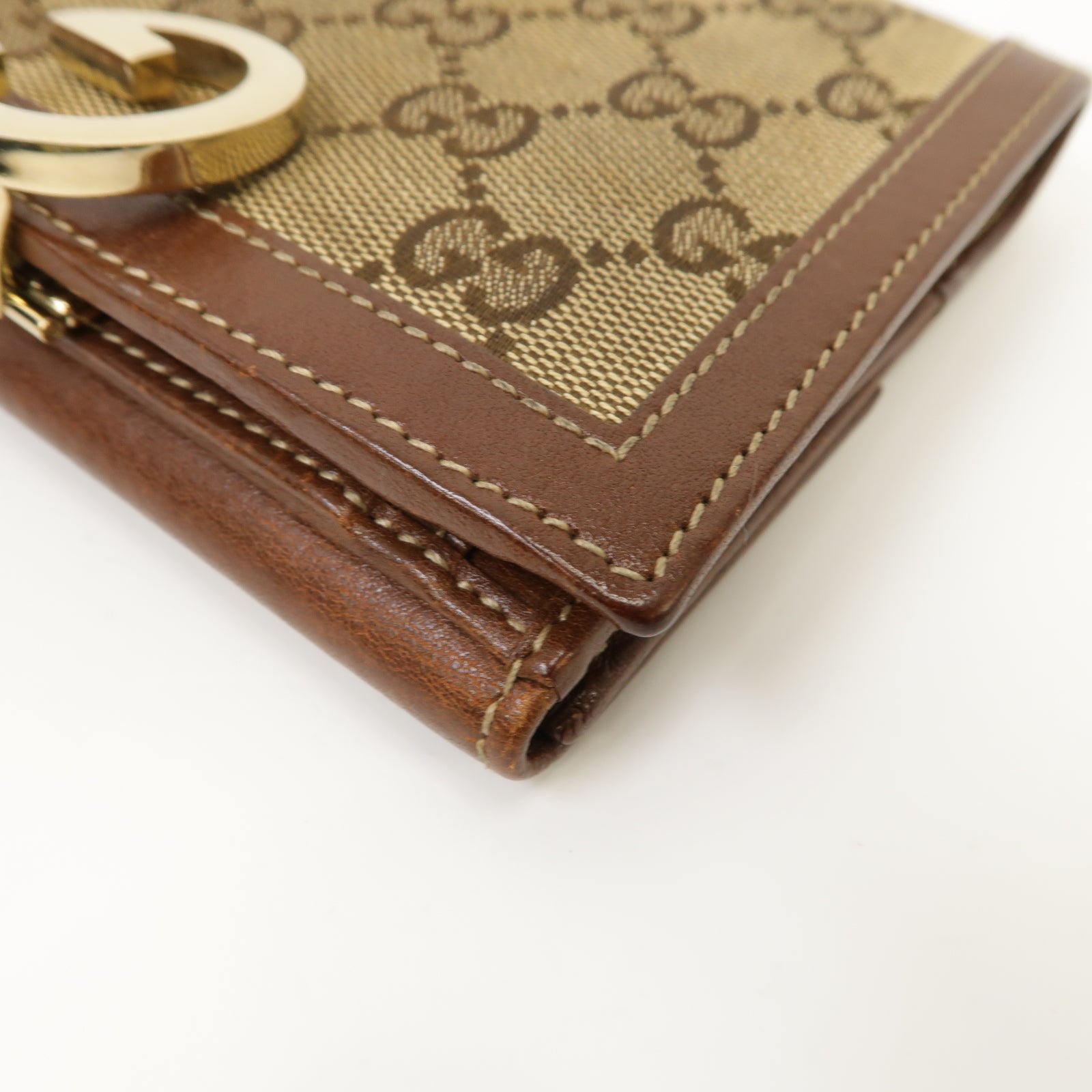 GUCCI 【清倉大減價】帆布Wallet金扣錢包啡色
