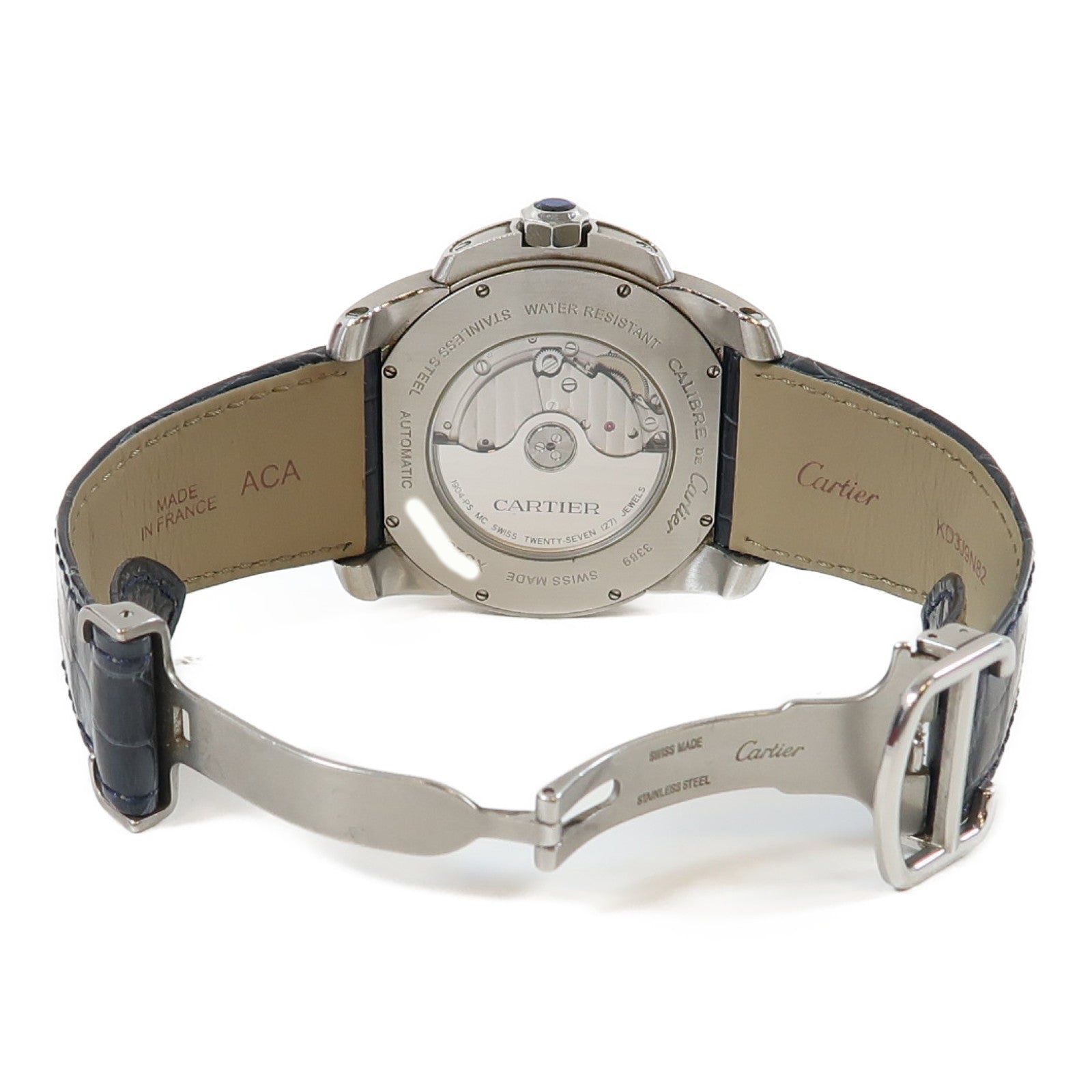 CARTIER 【激減優惠】Calibre de Cartier不鏽鋼/皮革帶手錶自動機芯啡色